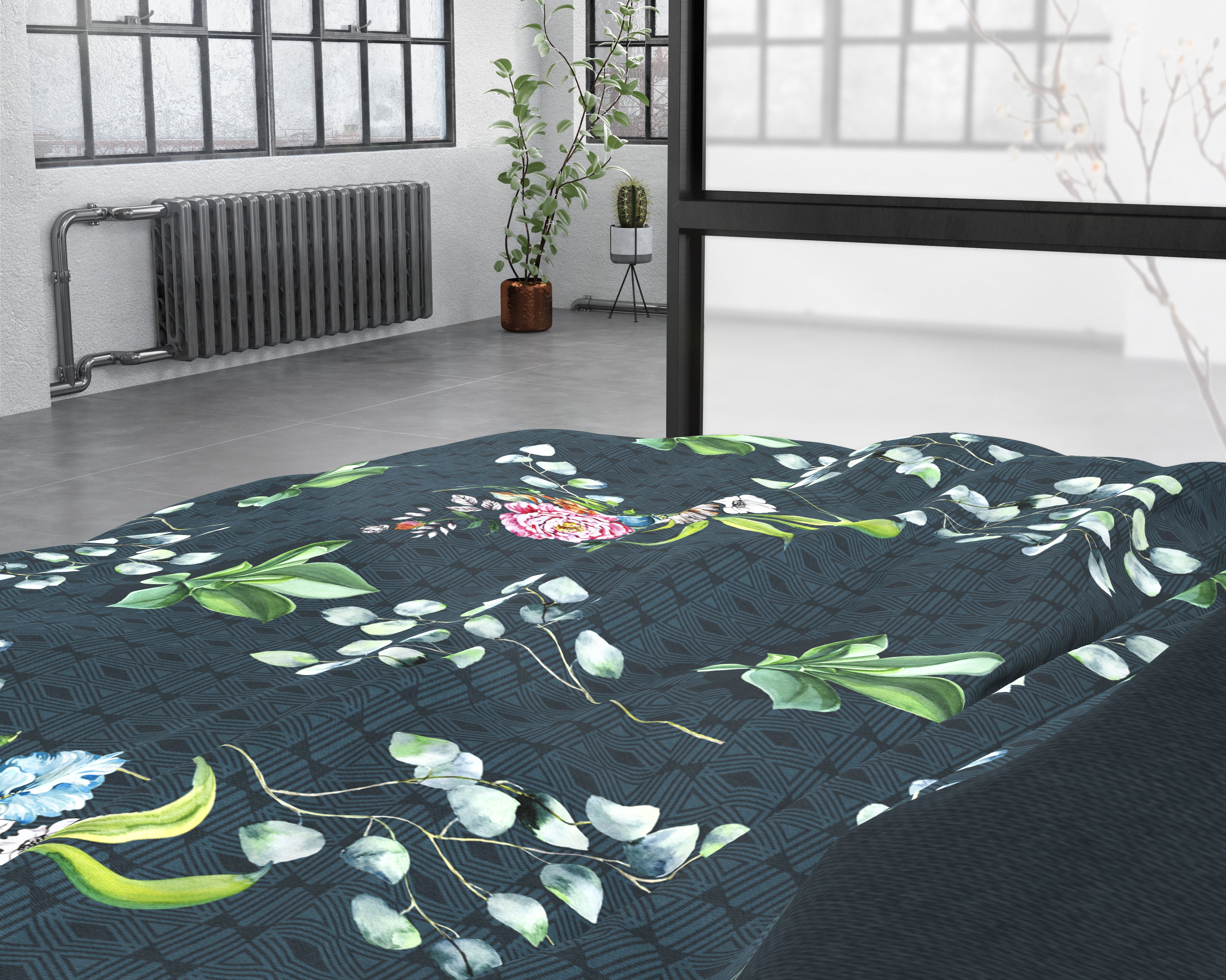 Nature Leaves Green Duvet Cover - Breathable Cotton - Trendy Designs - With Press Studs