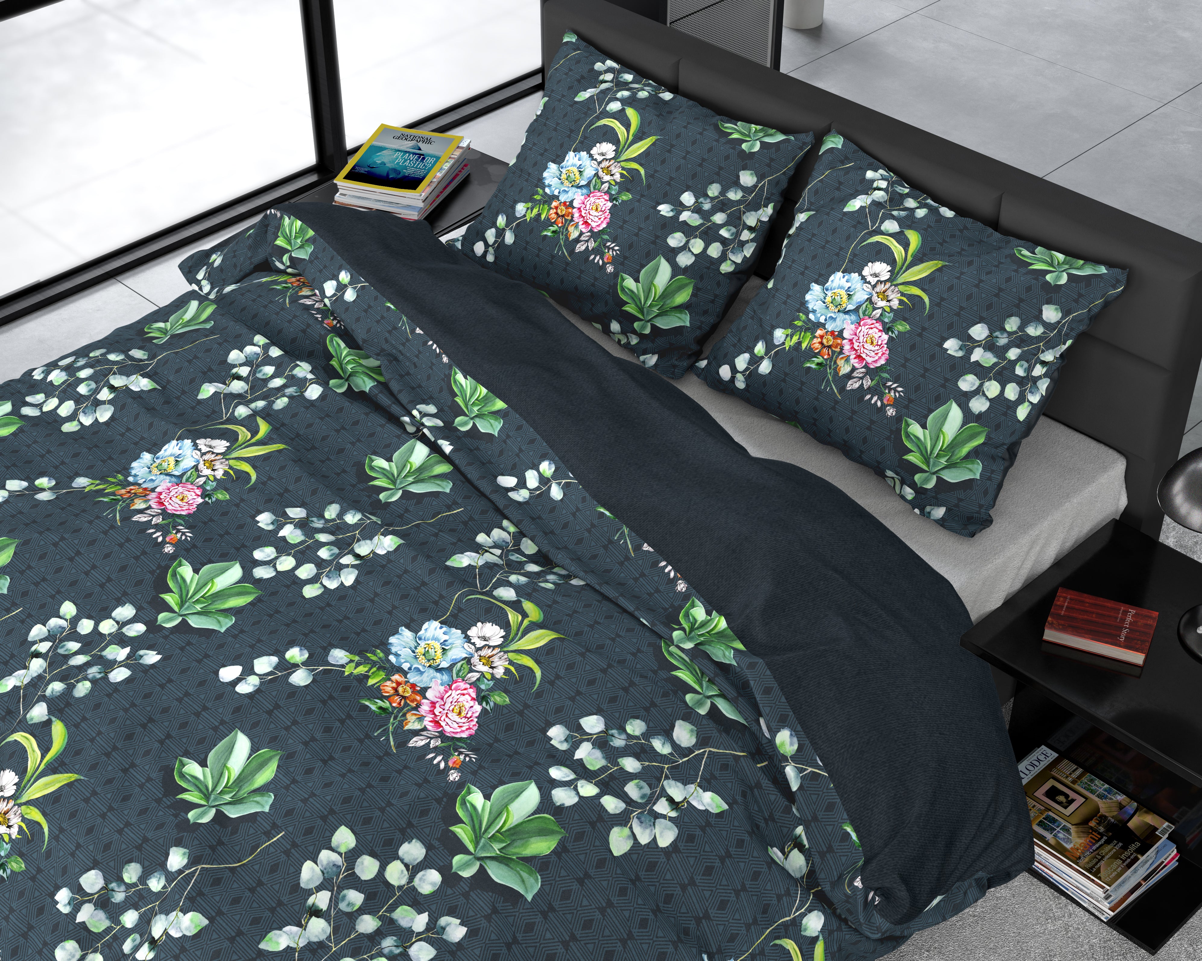Nature Leaves Green Duvet Cover - Breathable Cotton - Trendy Designs - With Press Studs