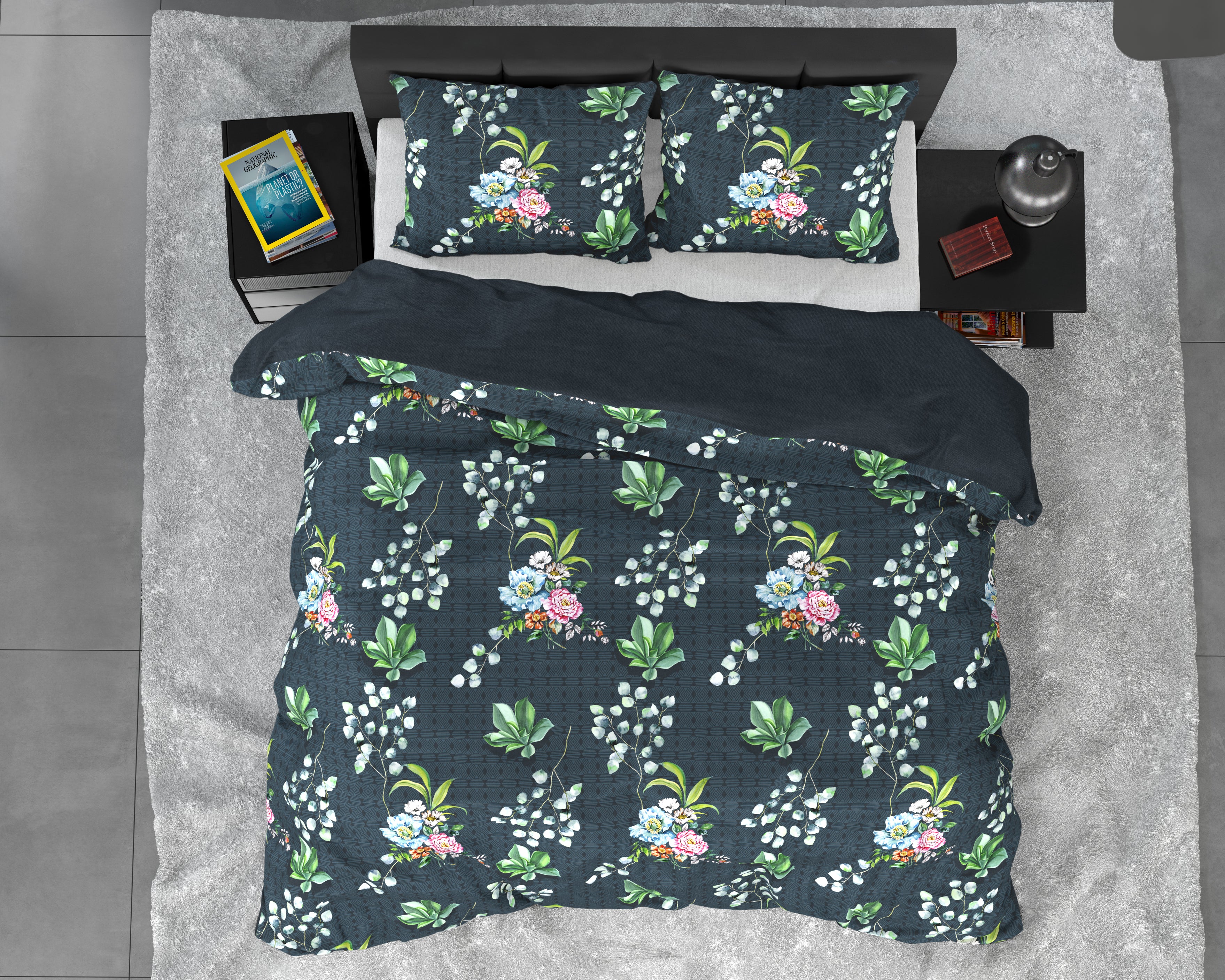 Nature Leaves Green Duvet Cover - Breathable Cotton - Trendy Designs - With Press Studs