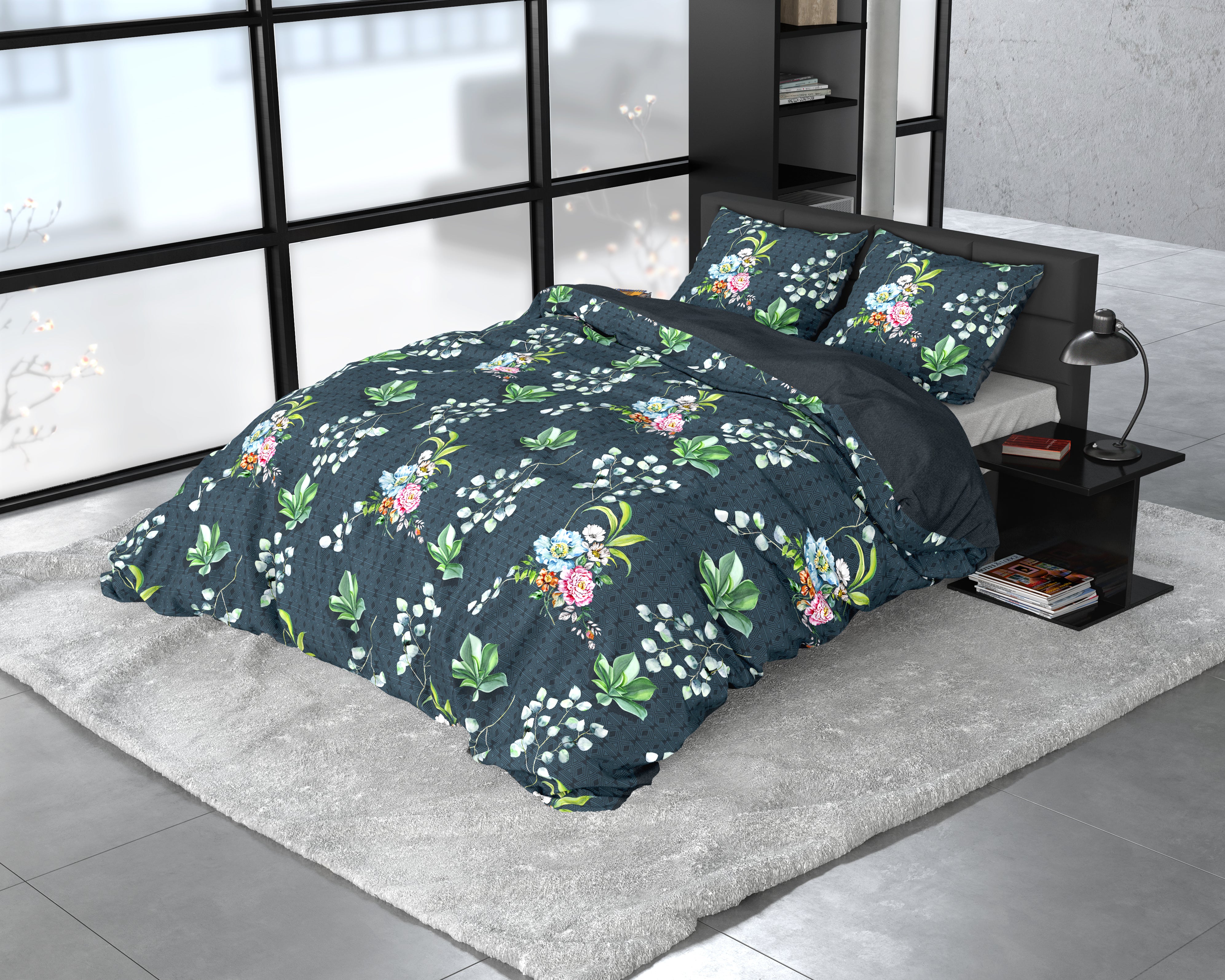 Nature Leaves Green Duvet Cover - Breathable Cotton - Trendy Designs - With Press Studs