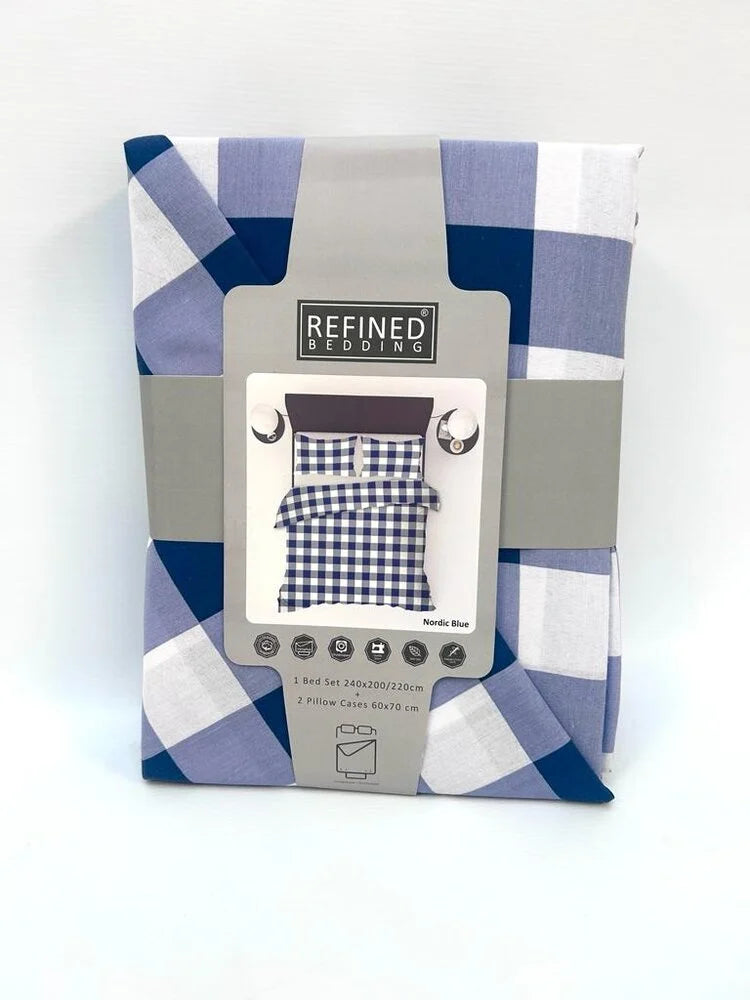 Nordic Blue Duvet Cover | Checkered Scandinavian Design for Every Bedroom