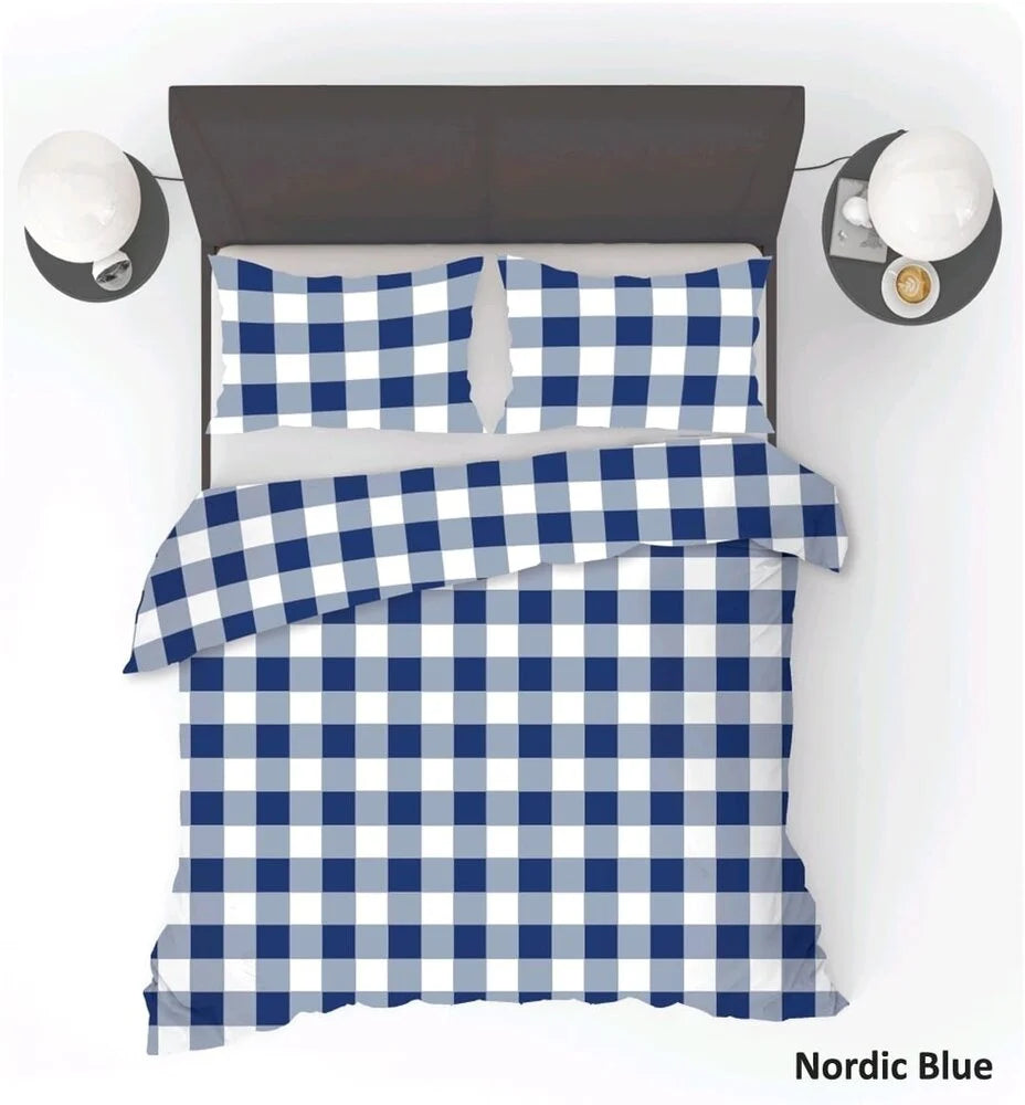 Nordic Blue Duvet Cover | Checkered Scandinavian Design for Every Bedroom