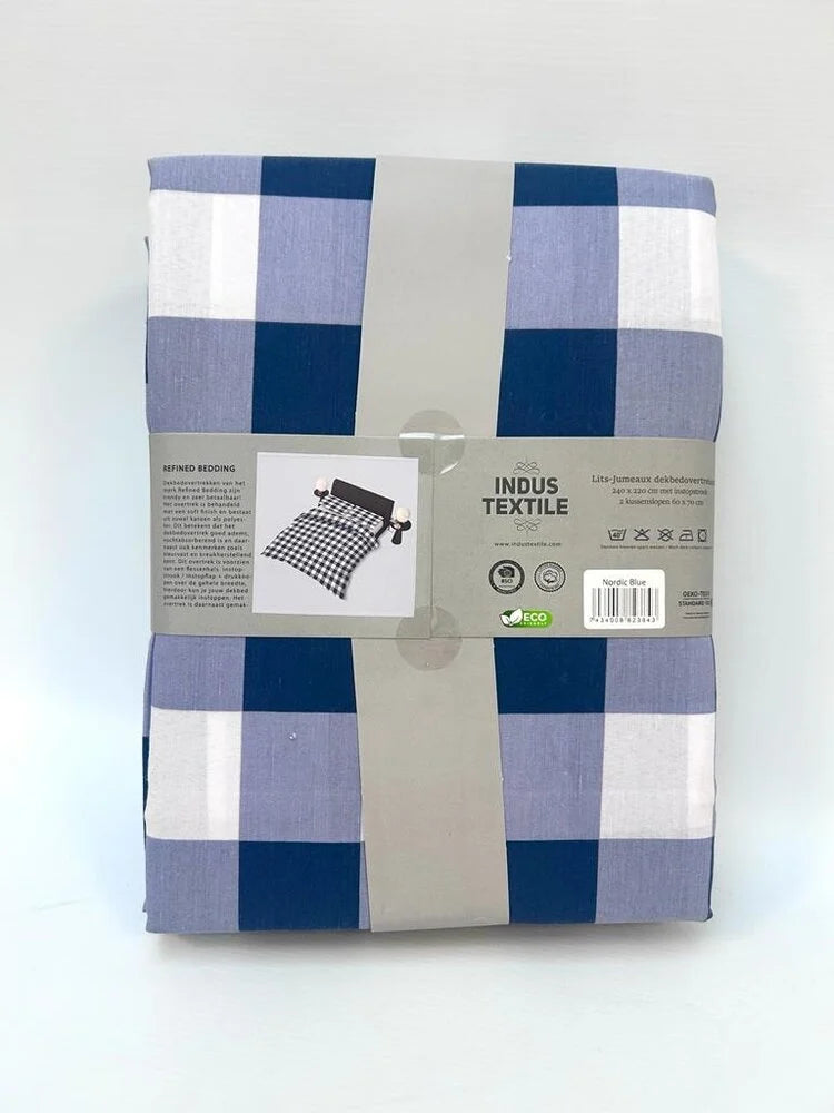 Nordic Blue Duvet Cover | Checkered Scandinavian Design for Every Bedroom