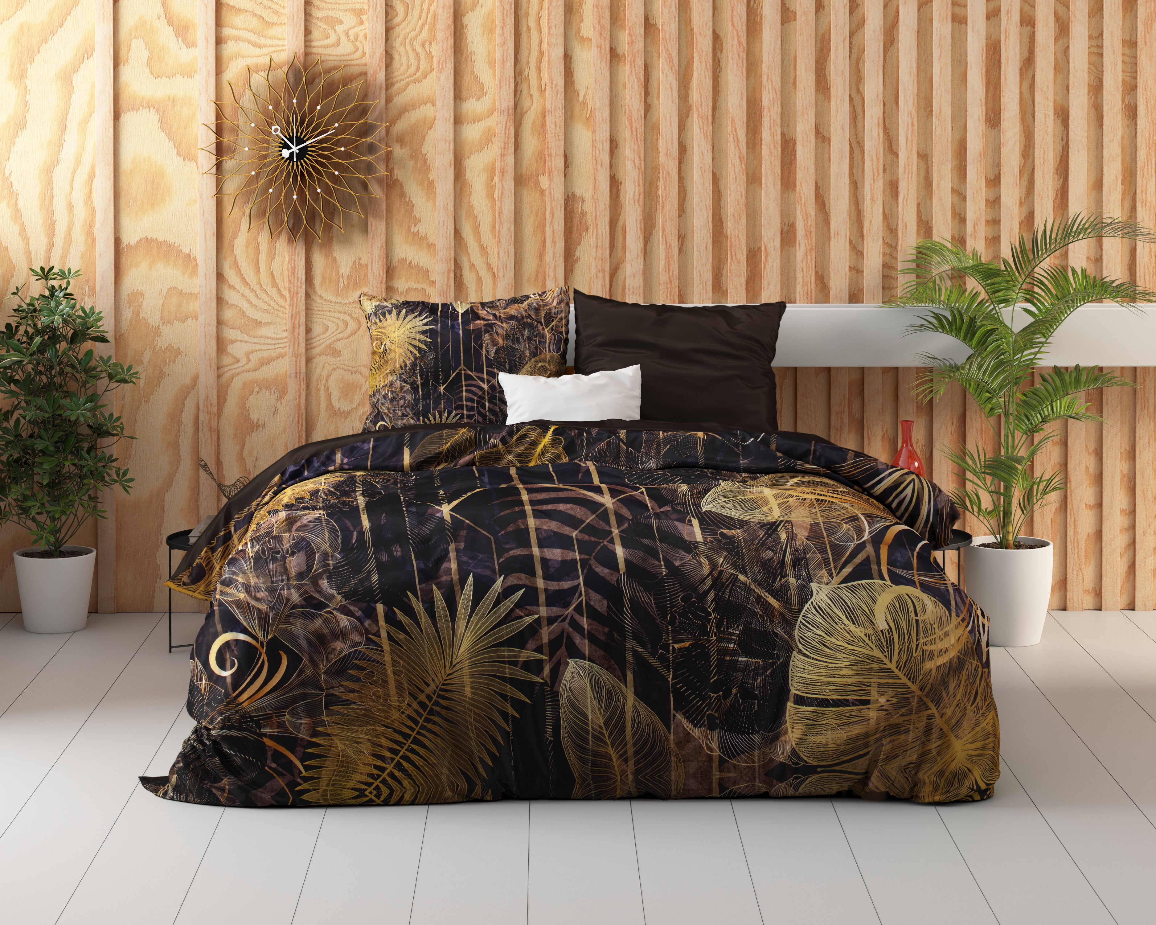 Oliva Gold Duvet Cover - Breathable Cotton - Trendy Designs - With Press Studs