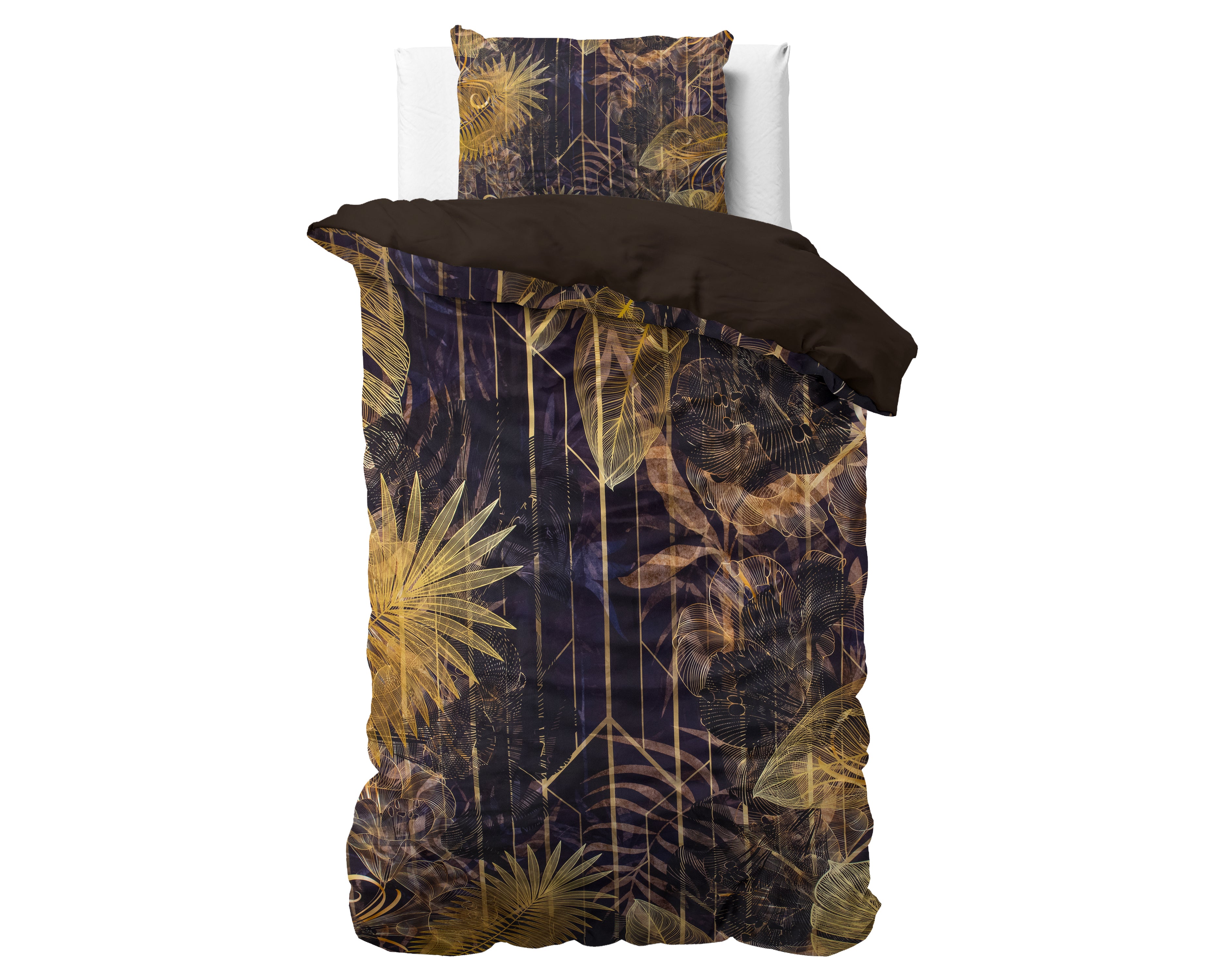 Oliva Gold Duvet Cover - Breathable Cotton - Trendy Designs - With Press Studs