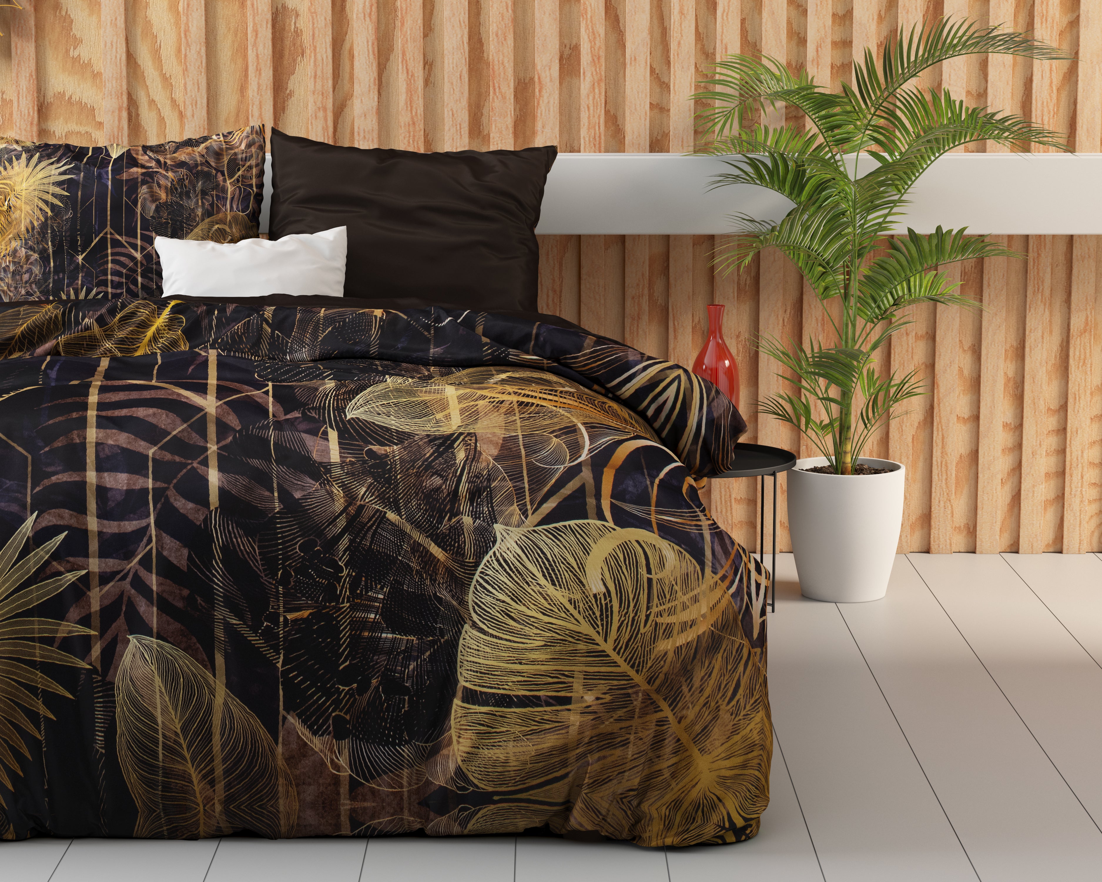 Oliva Gold Duvet Cover - Breathable Cotton - Trendy Designs - With Press Studs