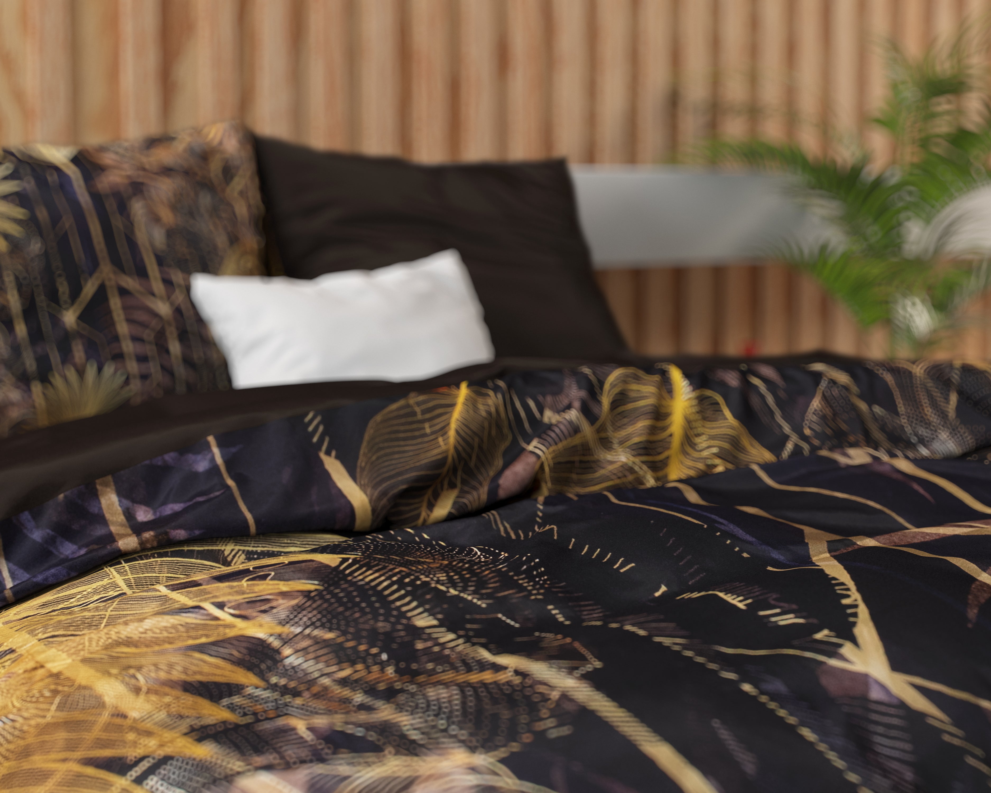 Oliva Gold Duvet Cover - Breathable Cotton - Trendy Designs - With Press Studs