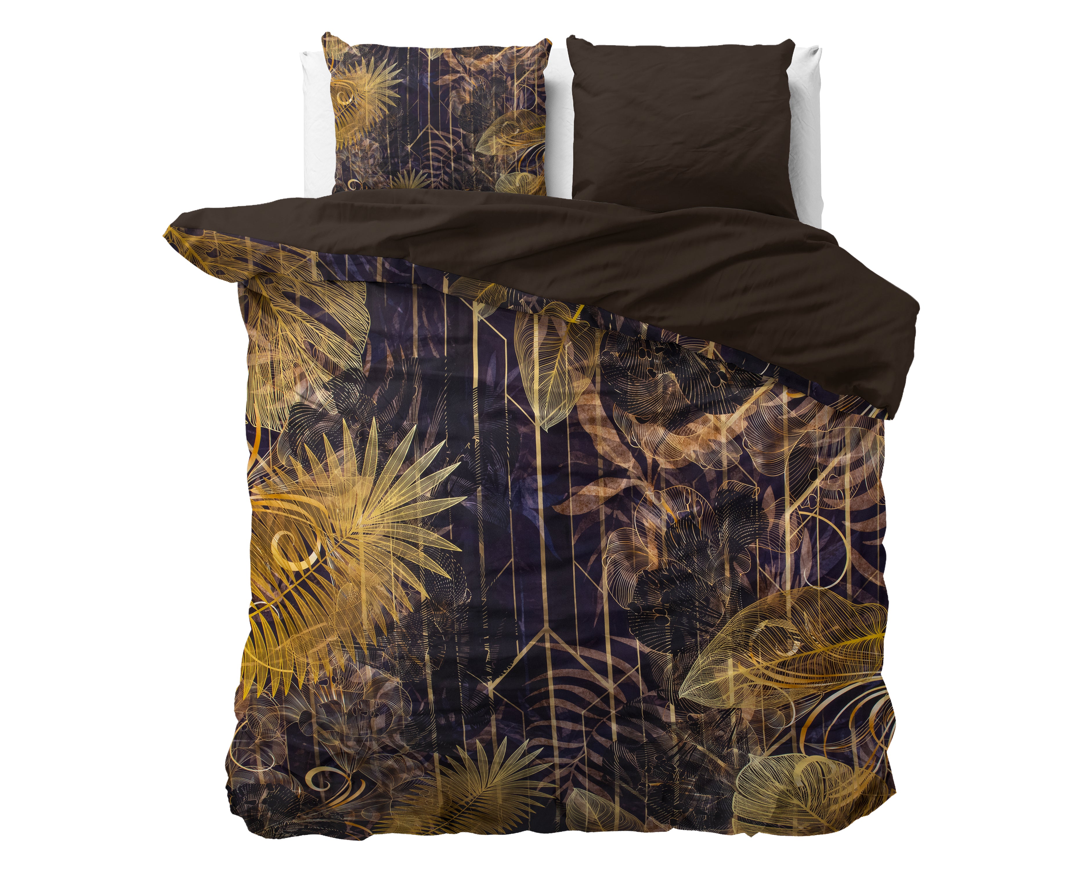 Oliva Gold Duvet Cover - Breathable Cotton - Trendy Designs - With Press Studs