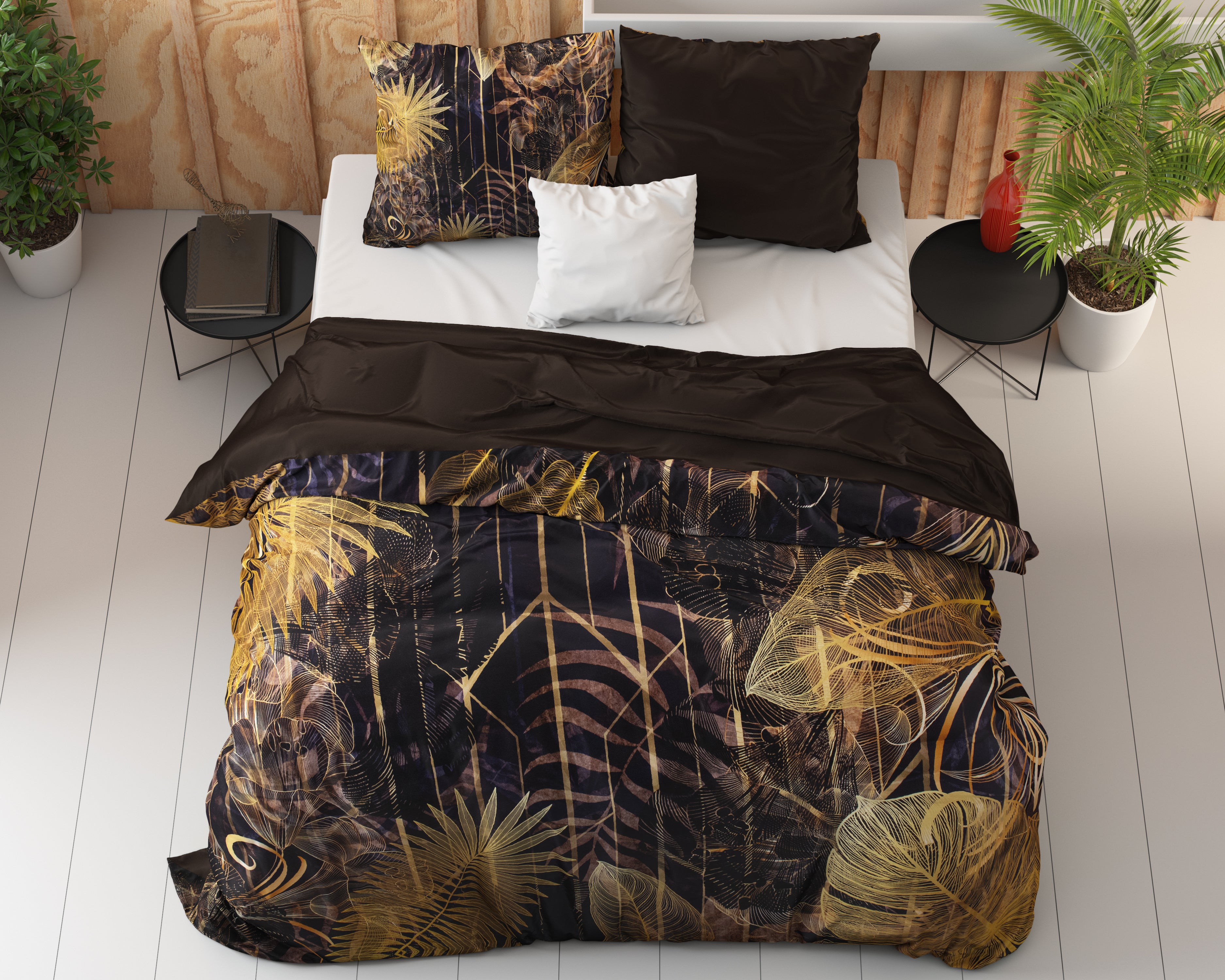 Oliva Gold Duvet Cover - Breathable Cotton - Trendy Designs - With Press Studs