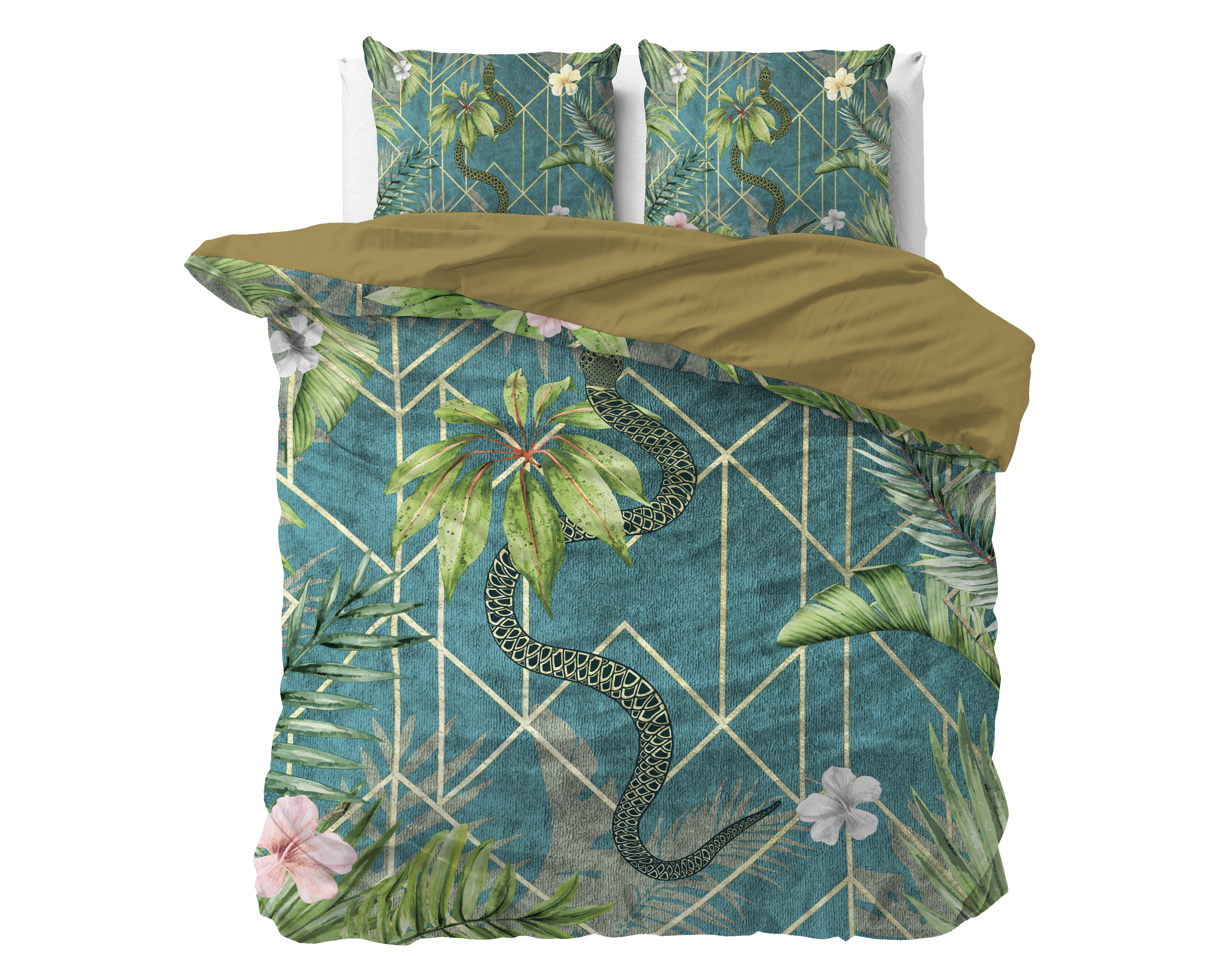 Palm Wood Dekbedovertrek Groen - Katoen geweven - Strijkvrij - Leuke prints