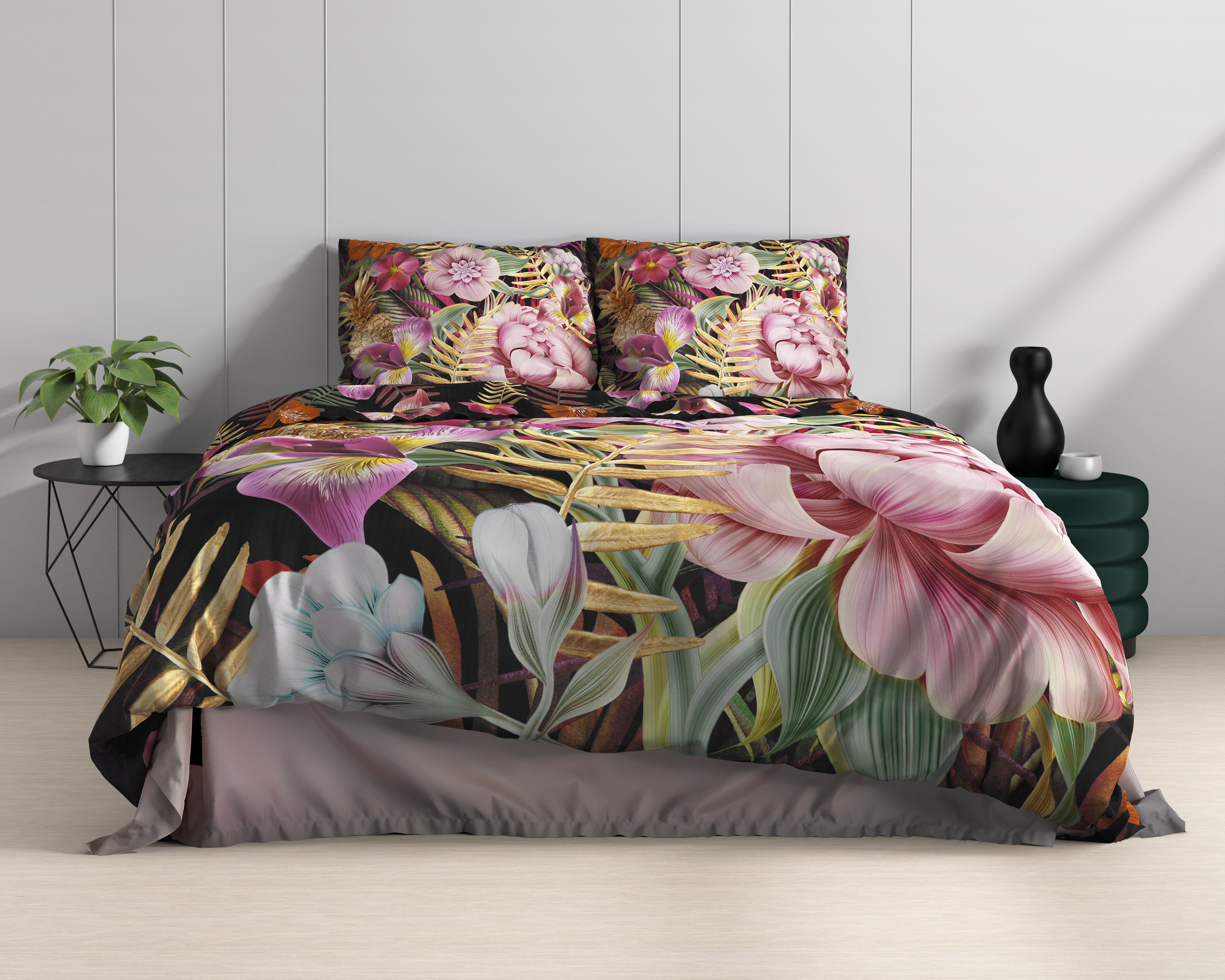 Petal Roze Dekbedovertrek - Luxe Satijn - Hoge kwaliteit - Trendy prints