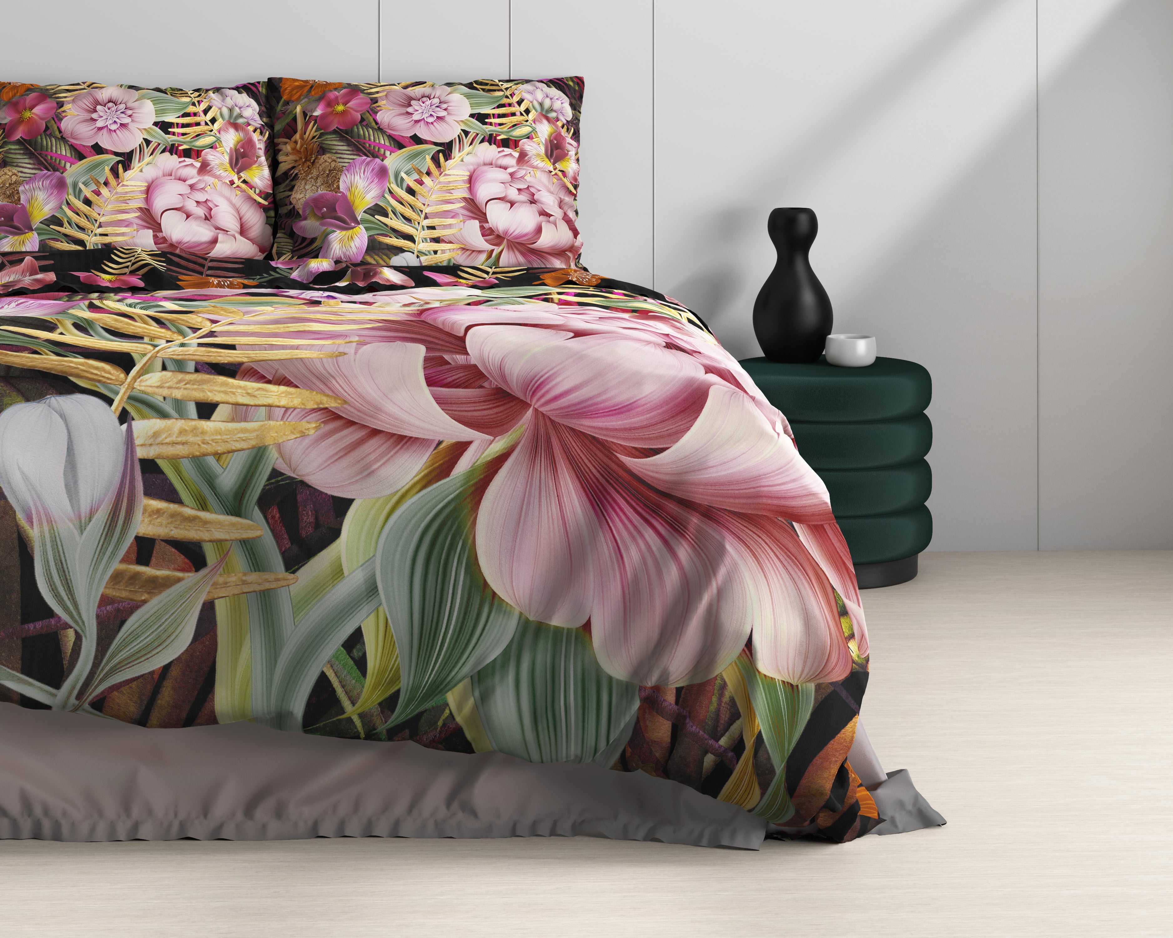 Petal Roze Dekbedovertrek - Luxe Satijn - Hoge kwaliteit - Trendy prints