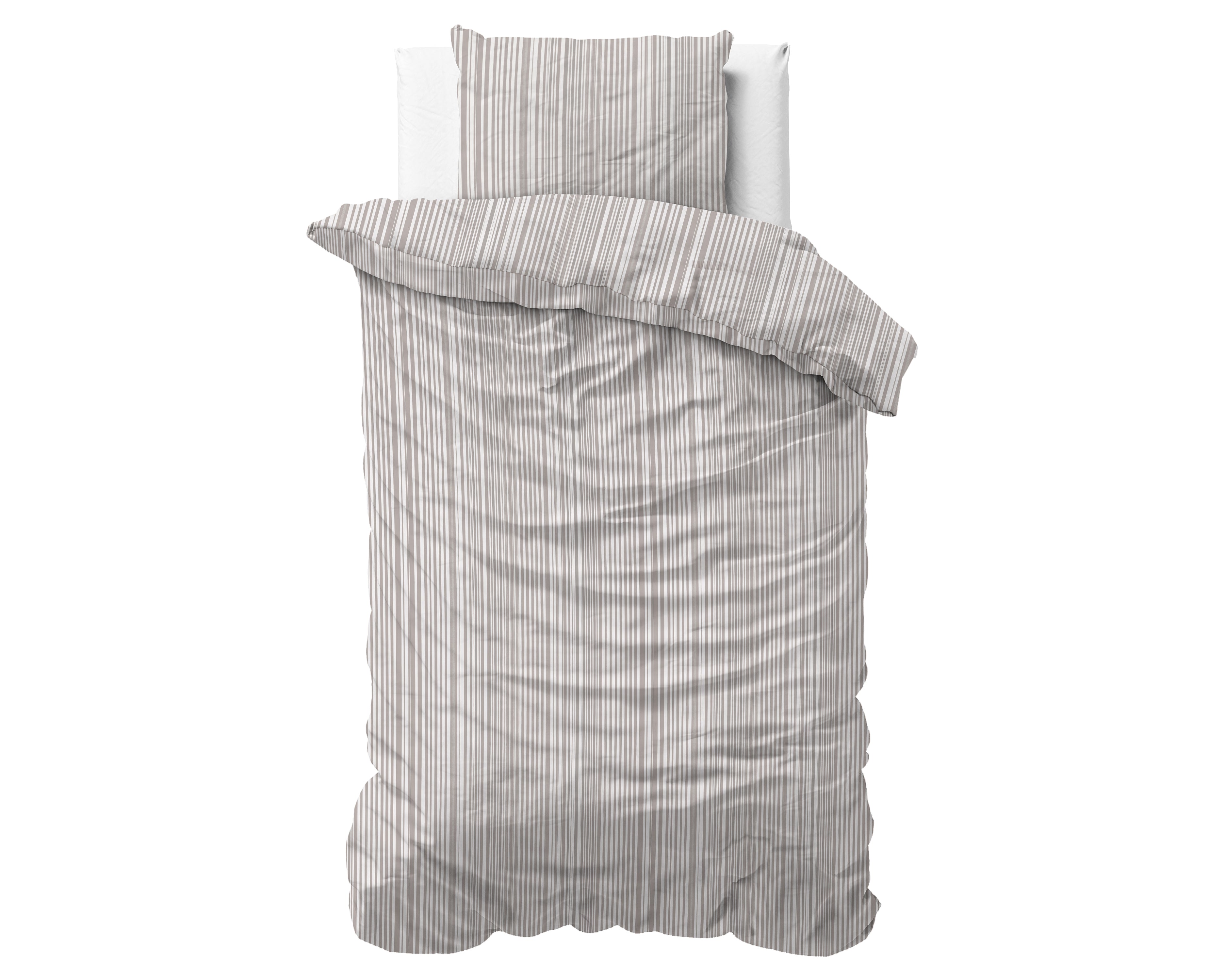 Sleeptime Pinstripe Dekbedovertrek - Taupe - 100% Katoen