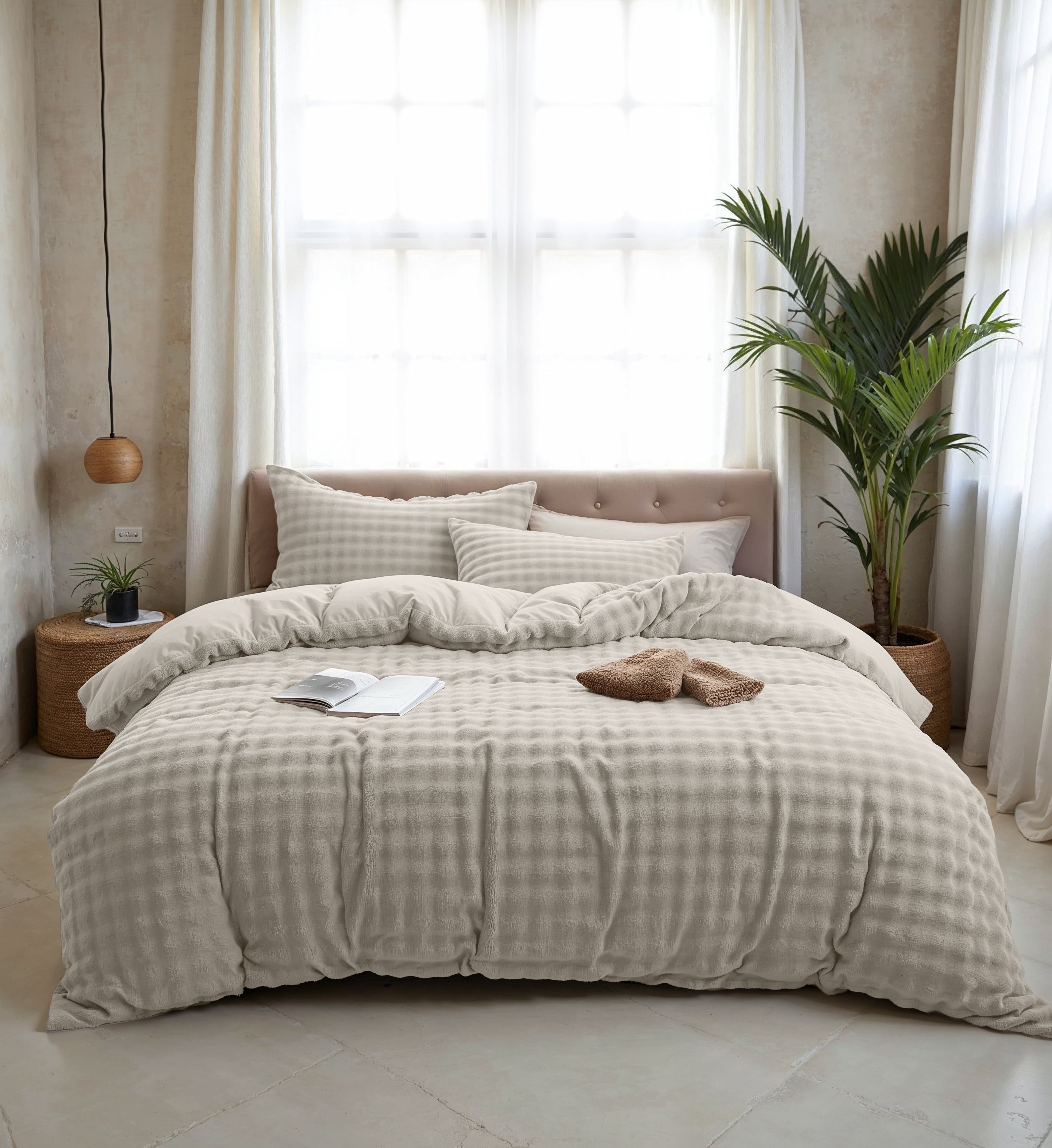 Pom Pom Dekbedovertrek Beige - Heerlijk zacht - Chique design - Nepbont