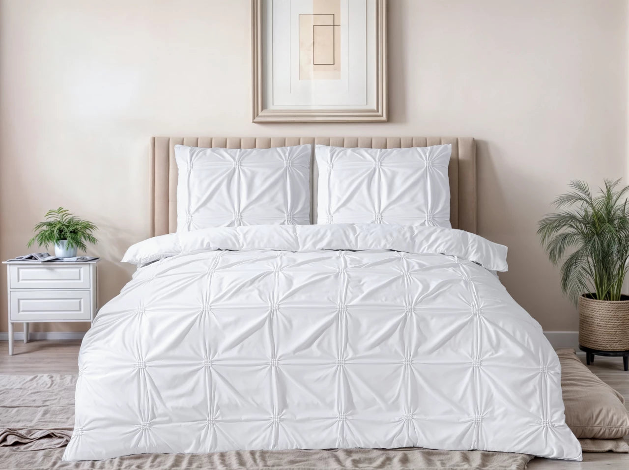 Punch Pintuck Dekbedovertrek Wit