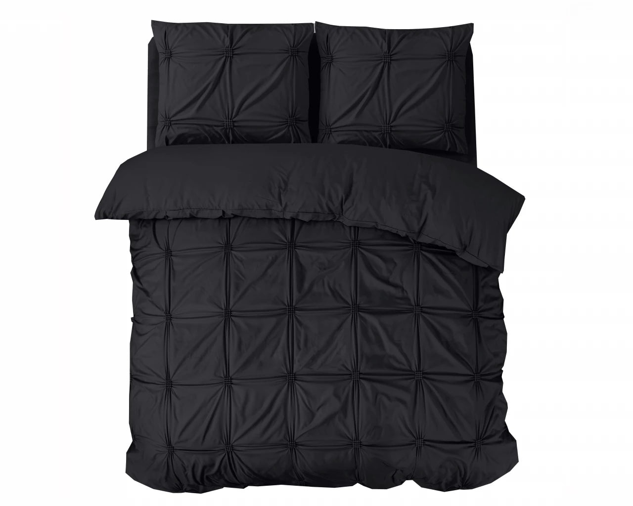 Punch Pintuck Dekbedovertrek Zwart