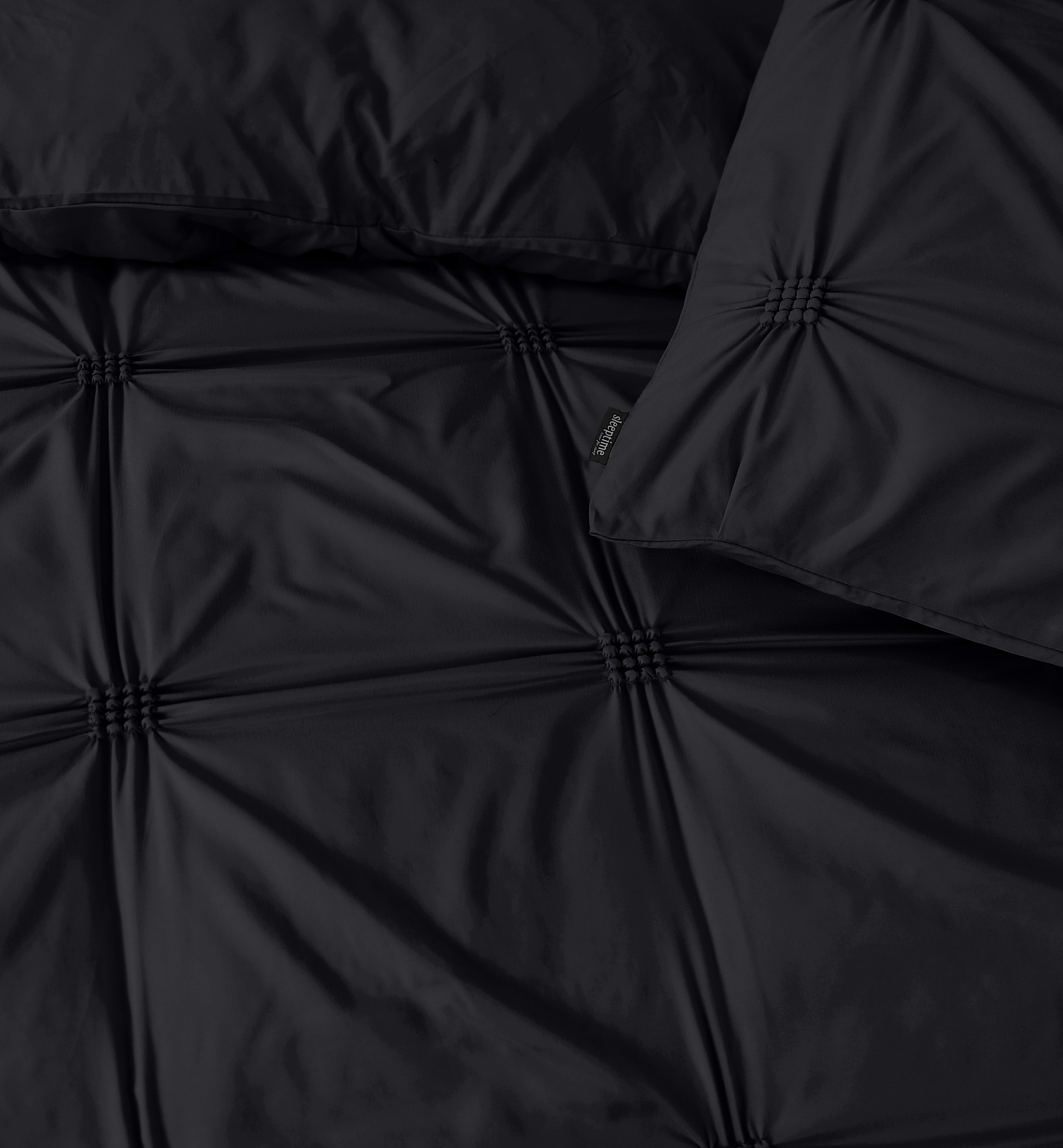 Punch Pintuck Dekbedovertrek Zwart