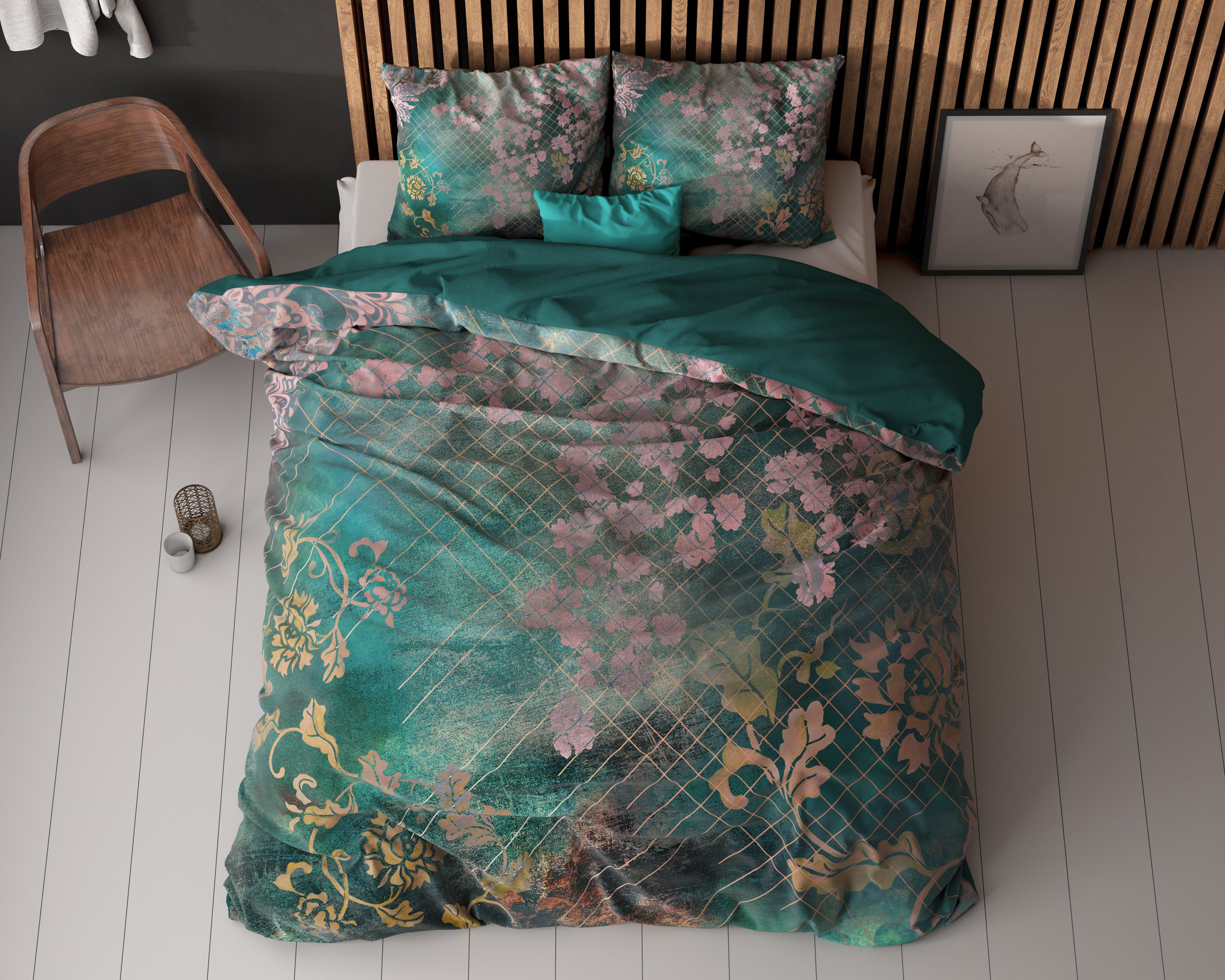 Raddison Flower Groen Dekbedovertrek