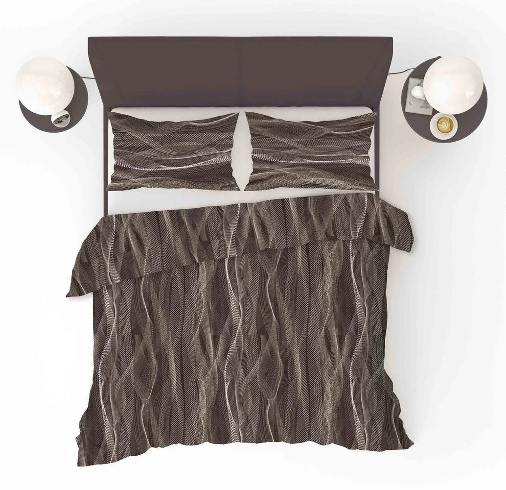 Wave Brown Duvet Cover | Modern & Wrinkle-Free