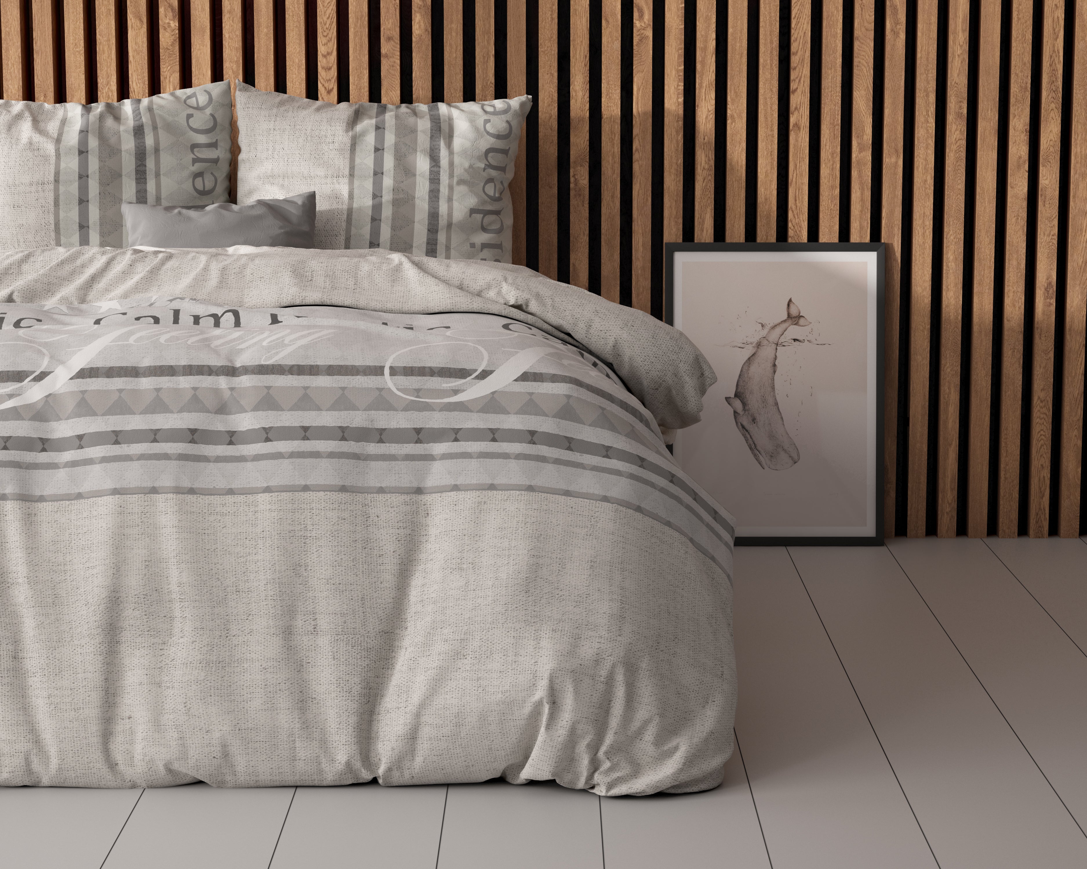 Residence Dekbedovertrek Grijs - Katoen geweven - Strijkvrij - Leuke prints