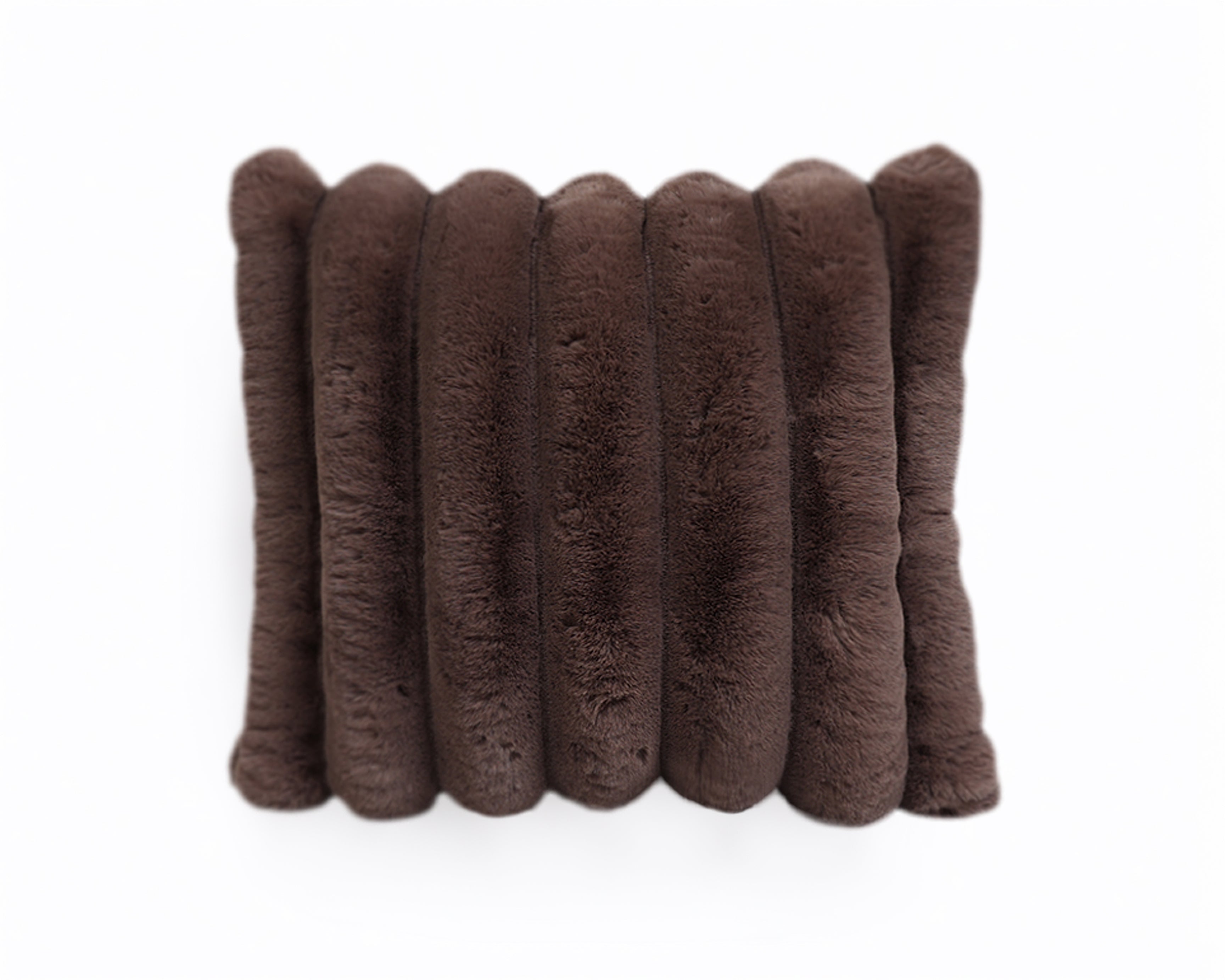 Rib Rabbit Fur Sierkussen Taupe 50 x 50 cm