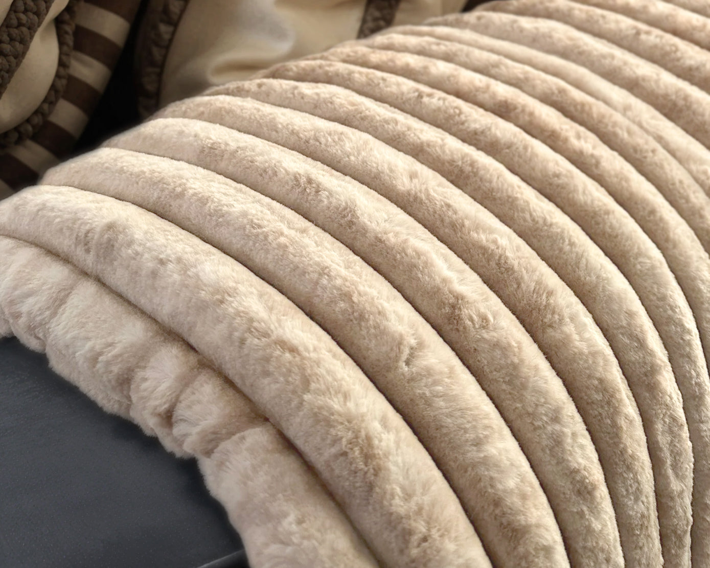 Rib Rabbit Fur plaid Zand 150 x 200 cm