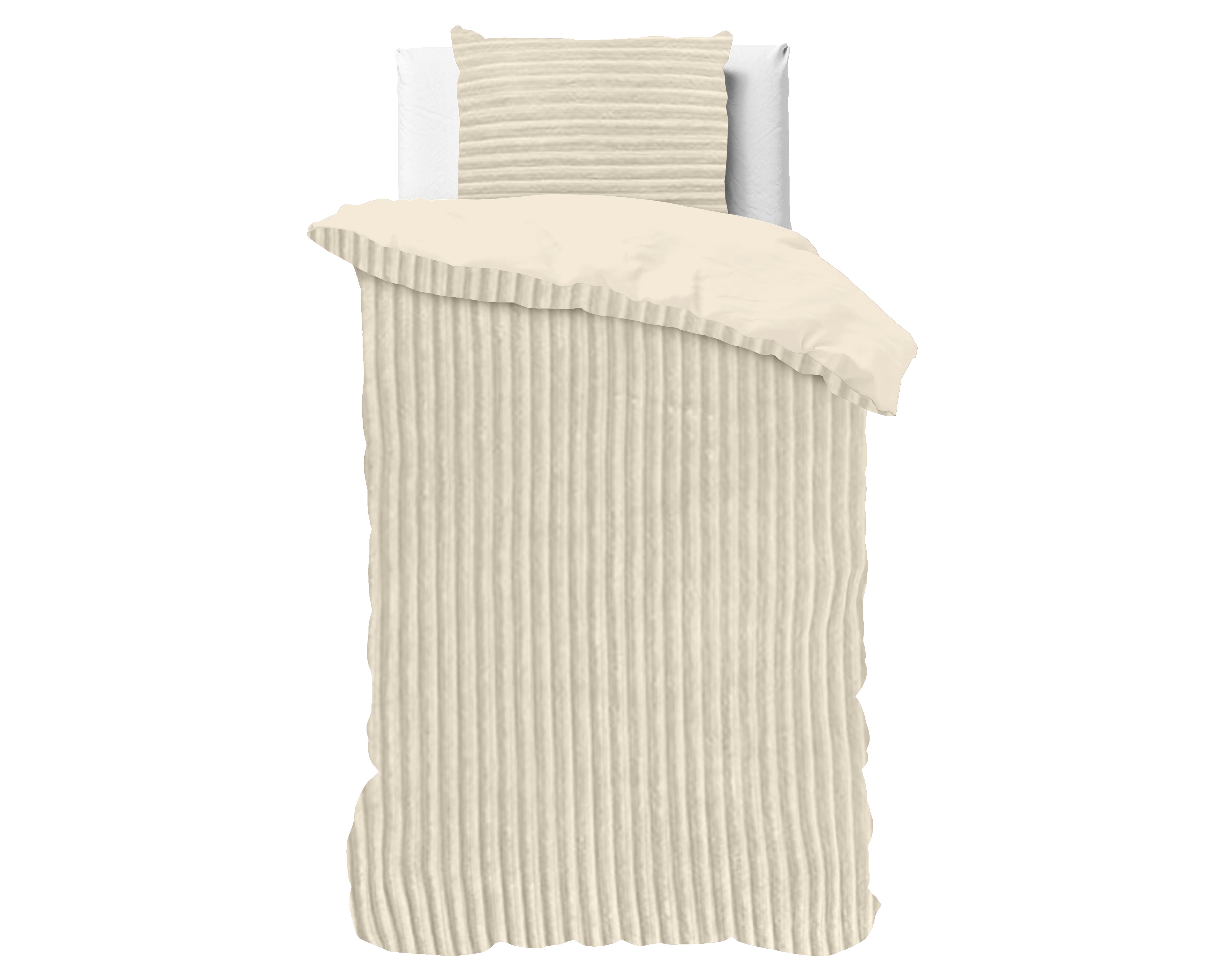 Rib Teddy Creme Dekbedovertrek - Knuffelende nachtrust - Zacht en warm - Trendy Rib Design