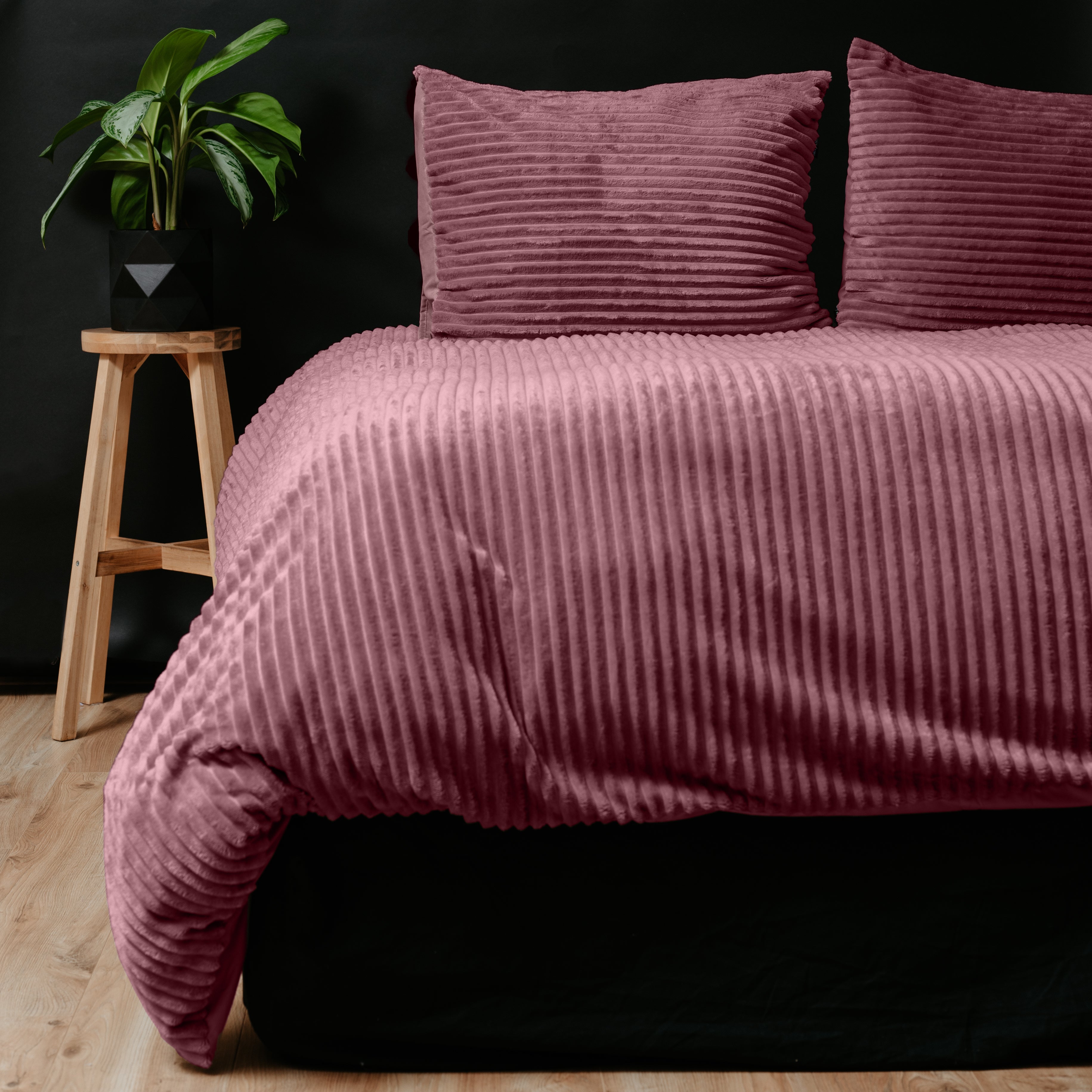 Rib Teddy Oud Roze Dekbedovertrek - Knuffelende nachtrust - Zacht en warm - Trendy Rib Design