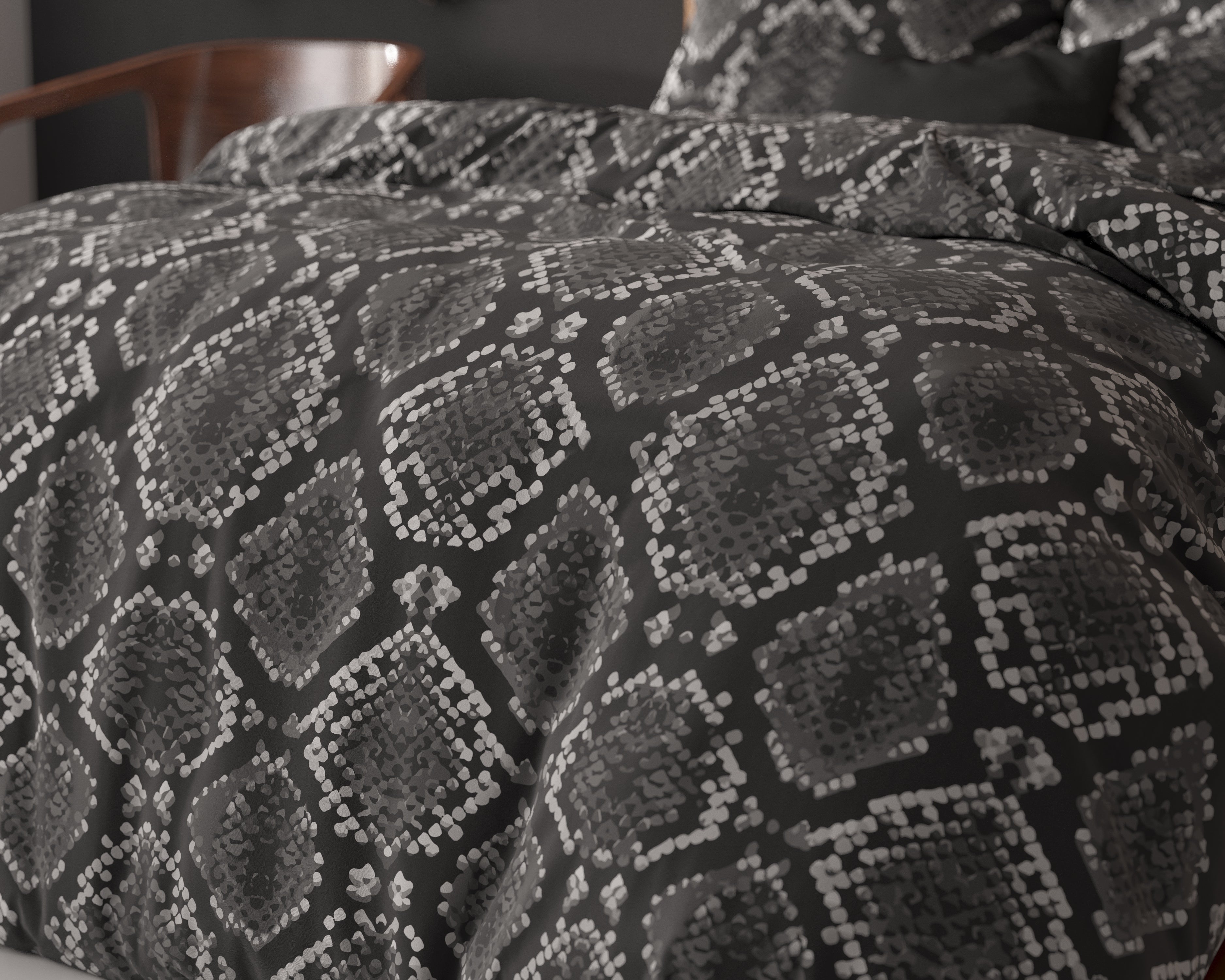 Riley Duvet Cover Anthracite - Cotton Woven - Non-Iron - Fun Prints