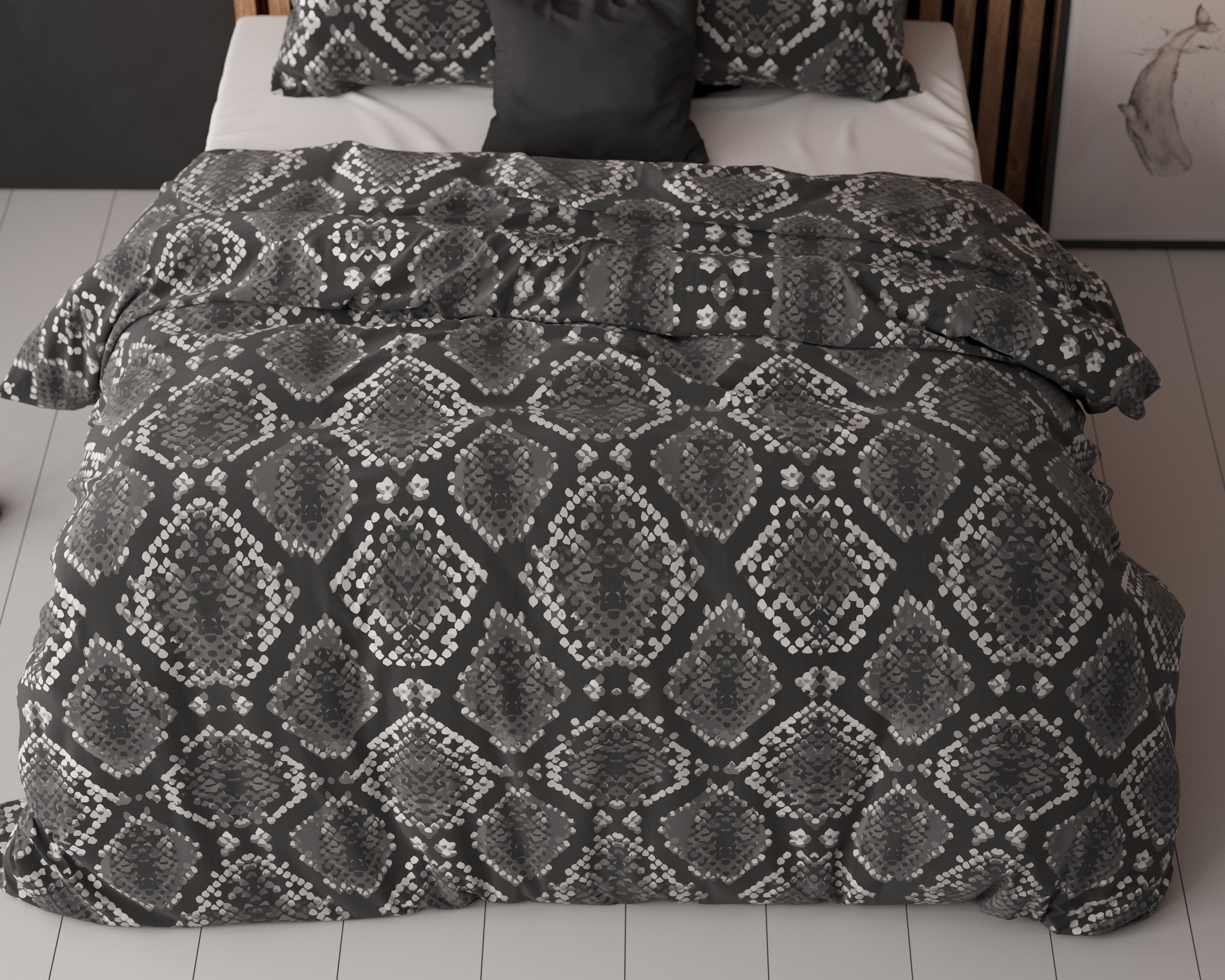 Riley Duvet Cover Anthracite - Cotton Woven - Non-Iron - Fun Prints