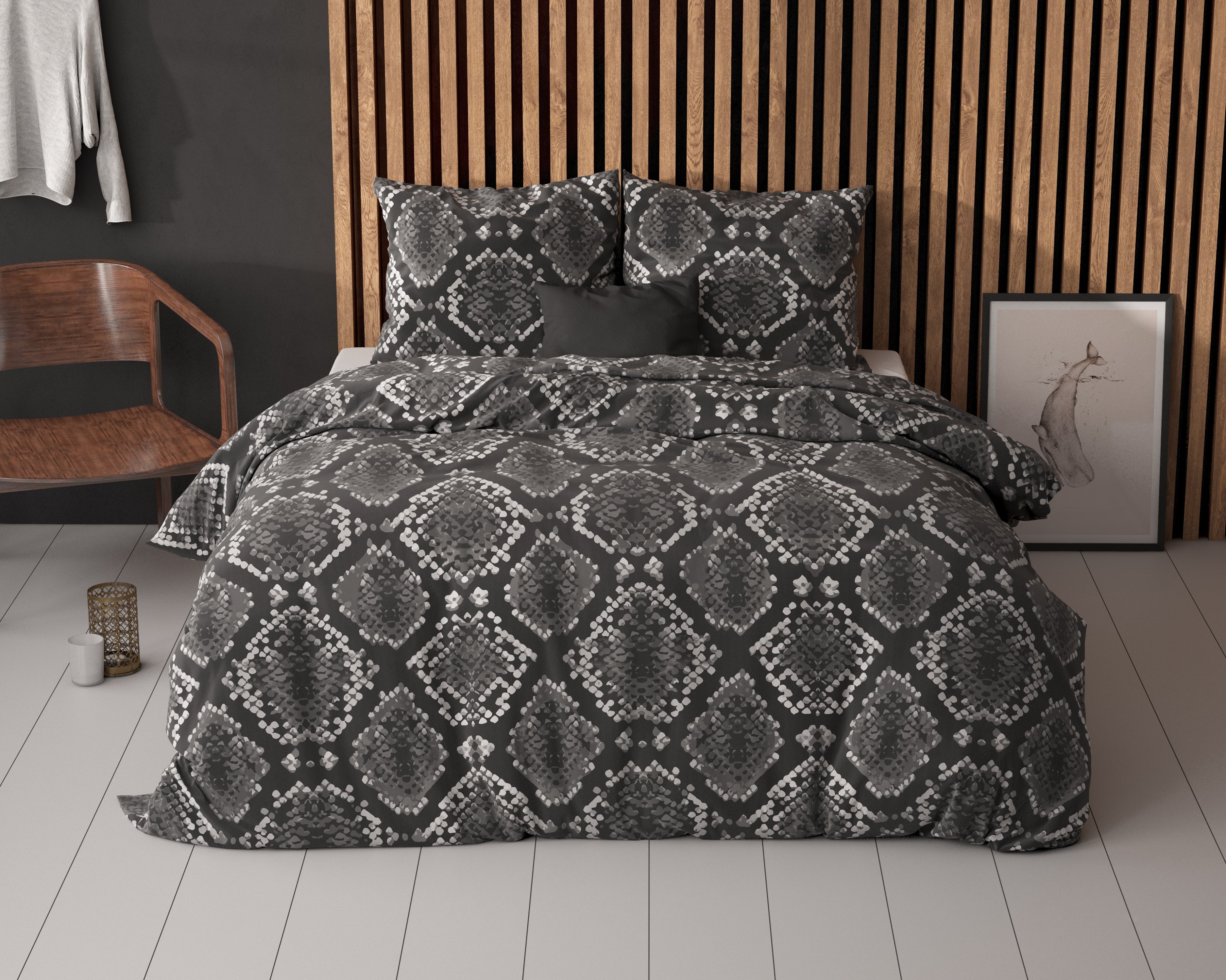 Riley Duvet Cover Anthracite - Cotton Woven - Non-Iron - Fun Prints