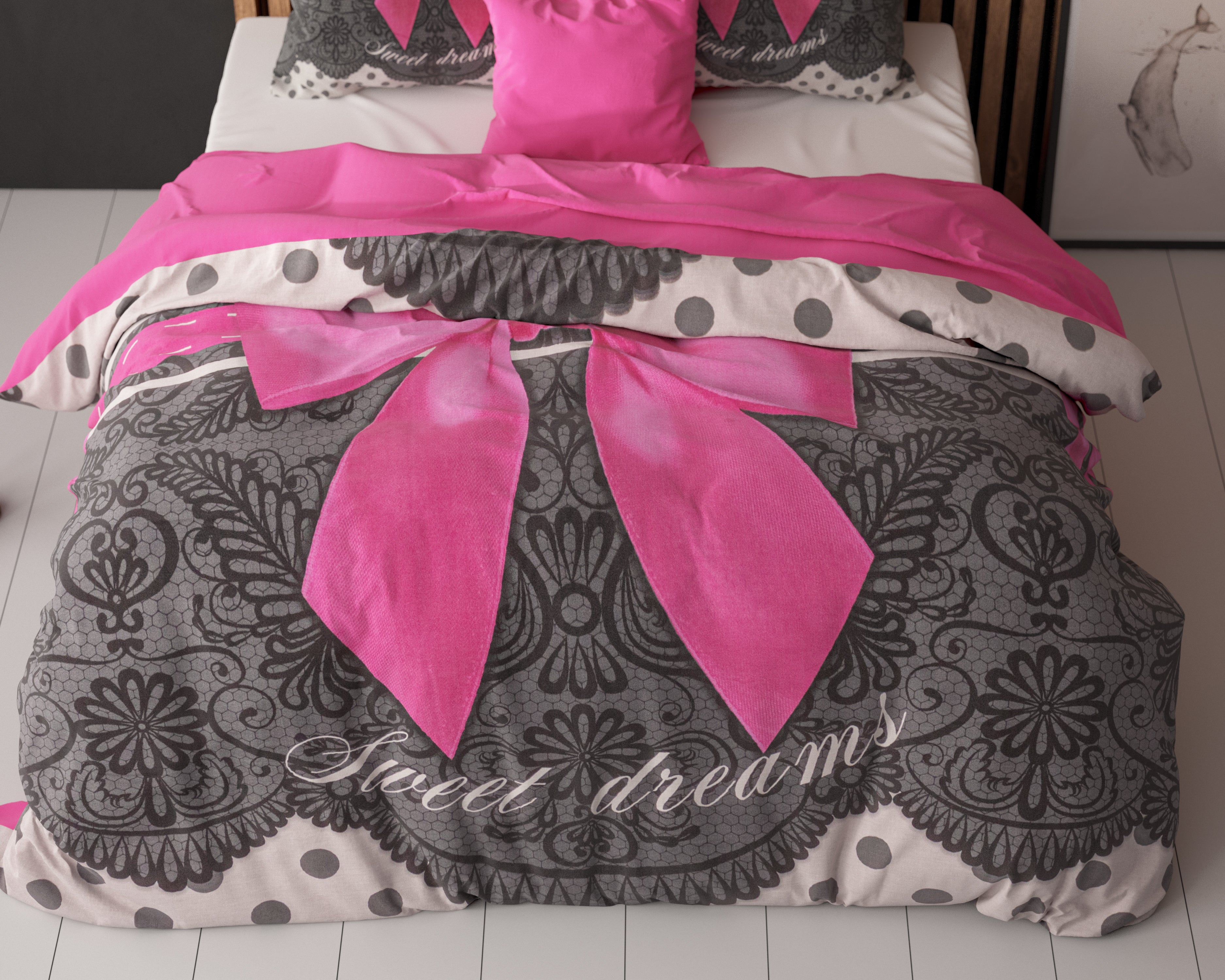 Romance Roze Dekbedovertrek - Ademend katoen - Trendy designs - Met drukknopen