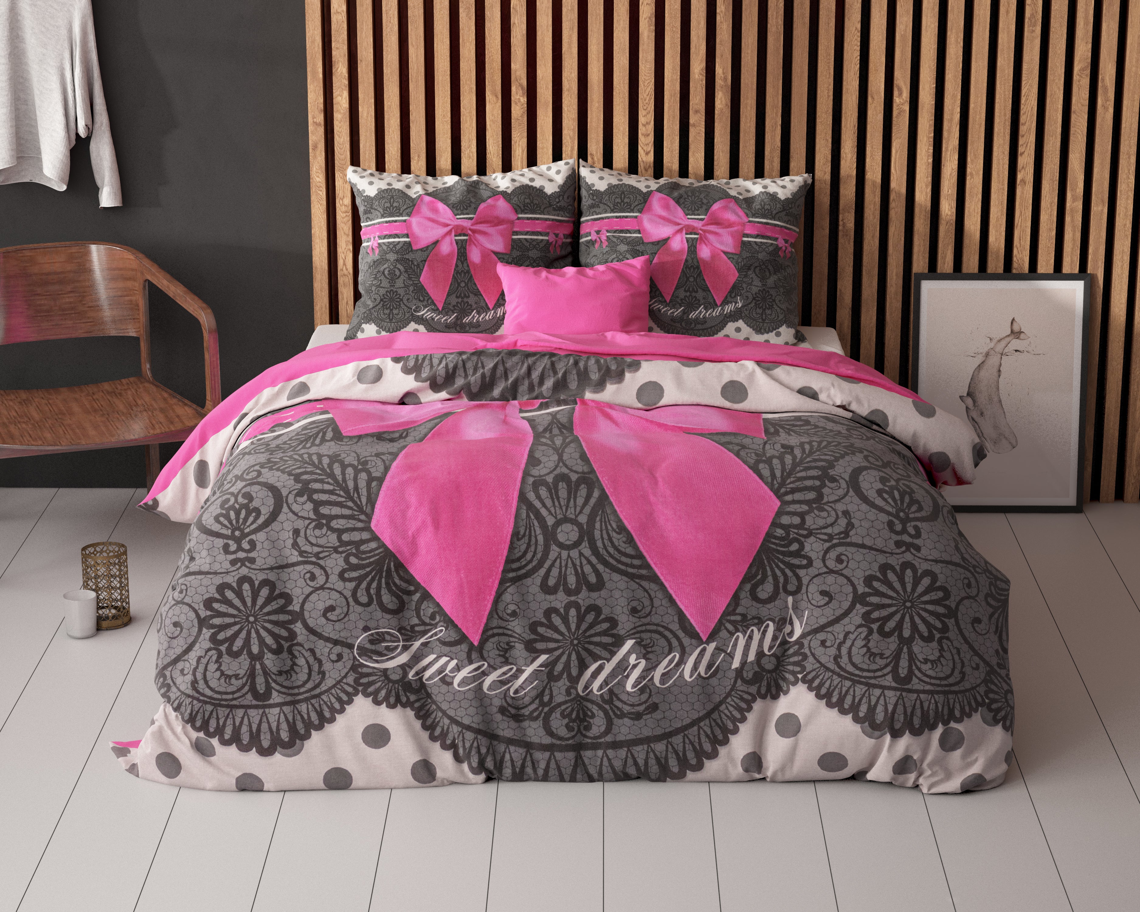 Romance Roze Dekbedovertrek - Ademend katoen - Trendy designs - Met drukknopen