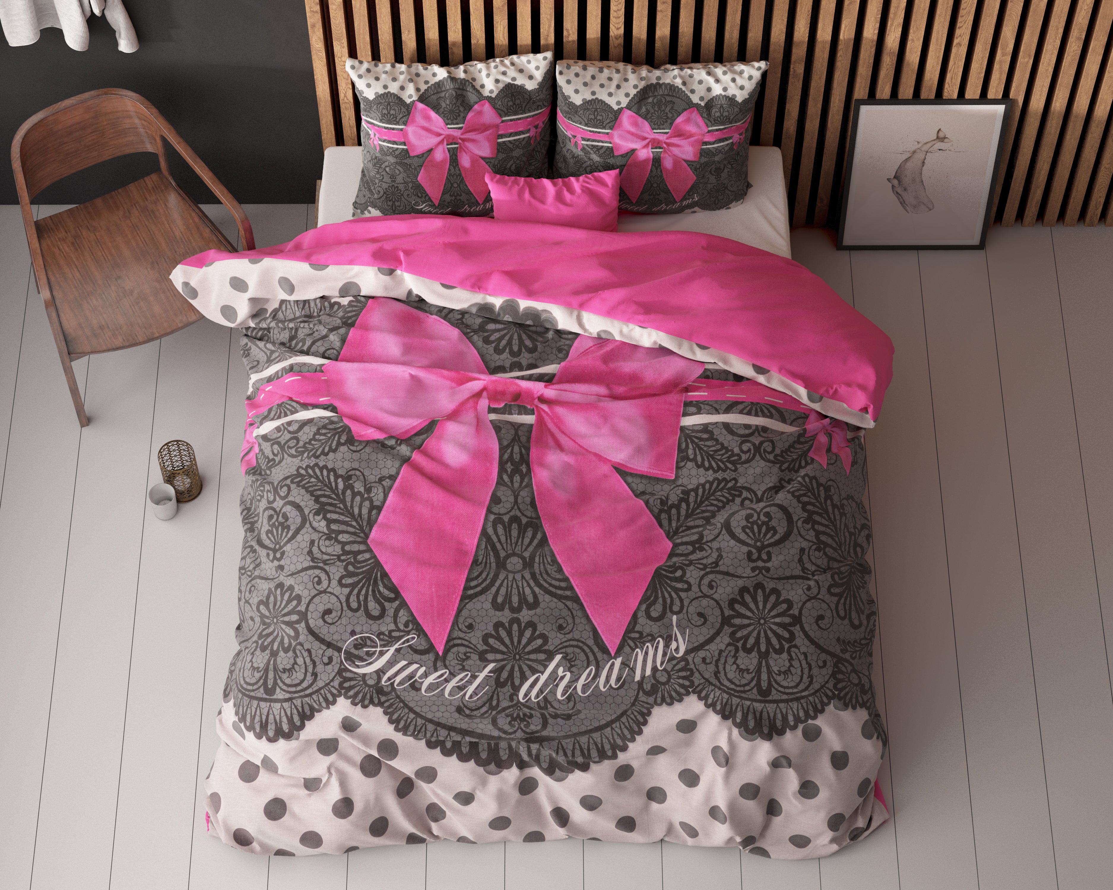 Romance Roze Dekbedovertrek - Ademend katoen - Trendy designs - Met drukknopen