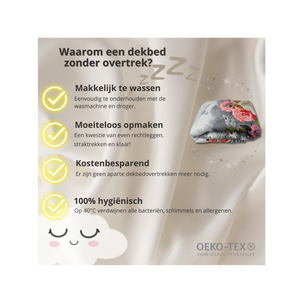 Rode Rozen Kant en Klaar Dekbed - Dekbed Zonder Overtrek