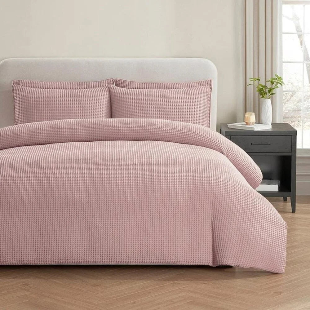 Roze Wafel Dekbedovertrek 100% Katoen - Luxe en Comfortabel
