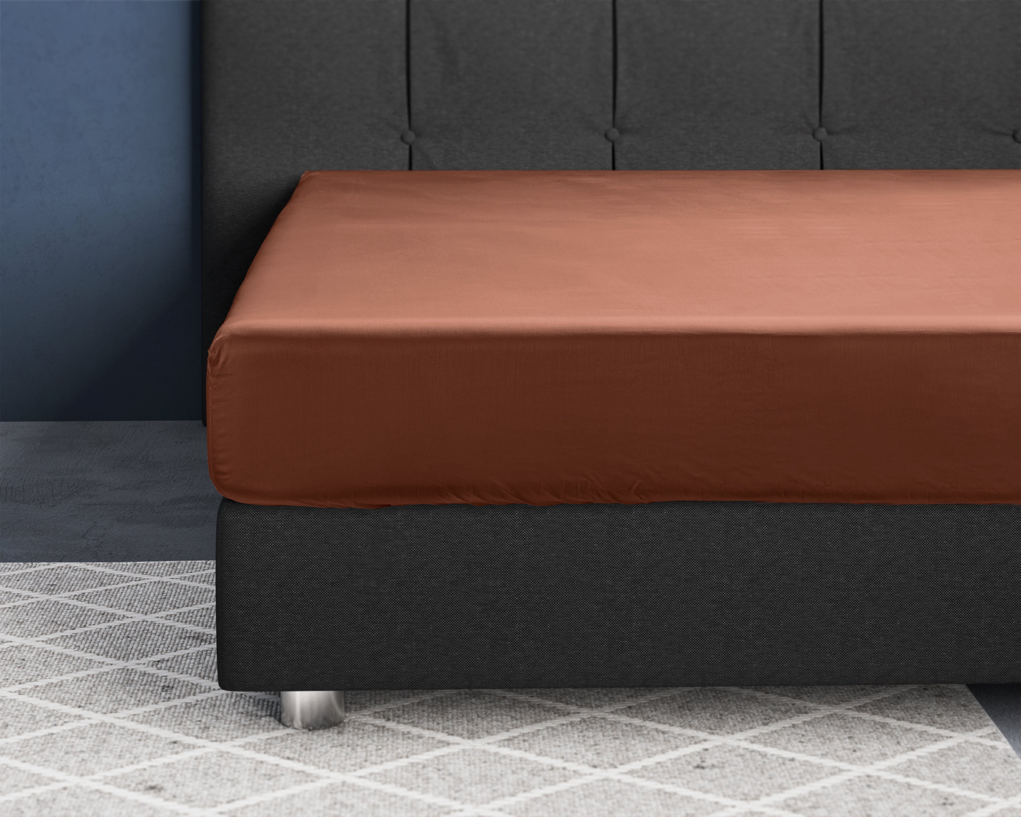 Satin Fitted Sheet Brown - Reactive washed - Soft, smooth, breathable and has a light sheen - Free from harmful substances and skin-friendly