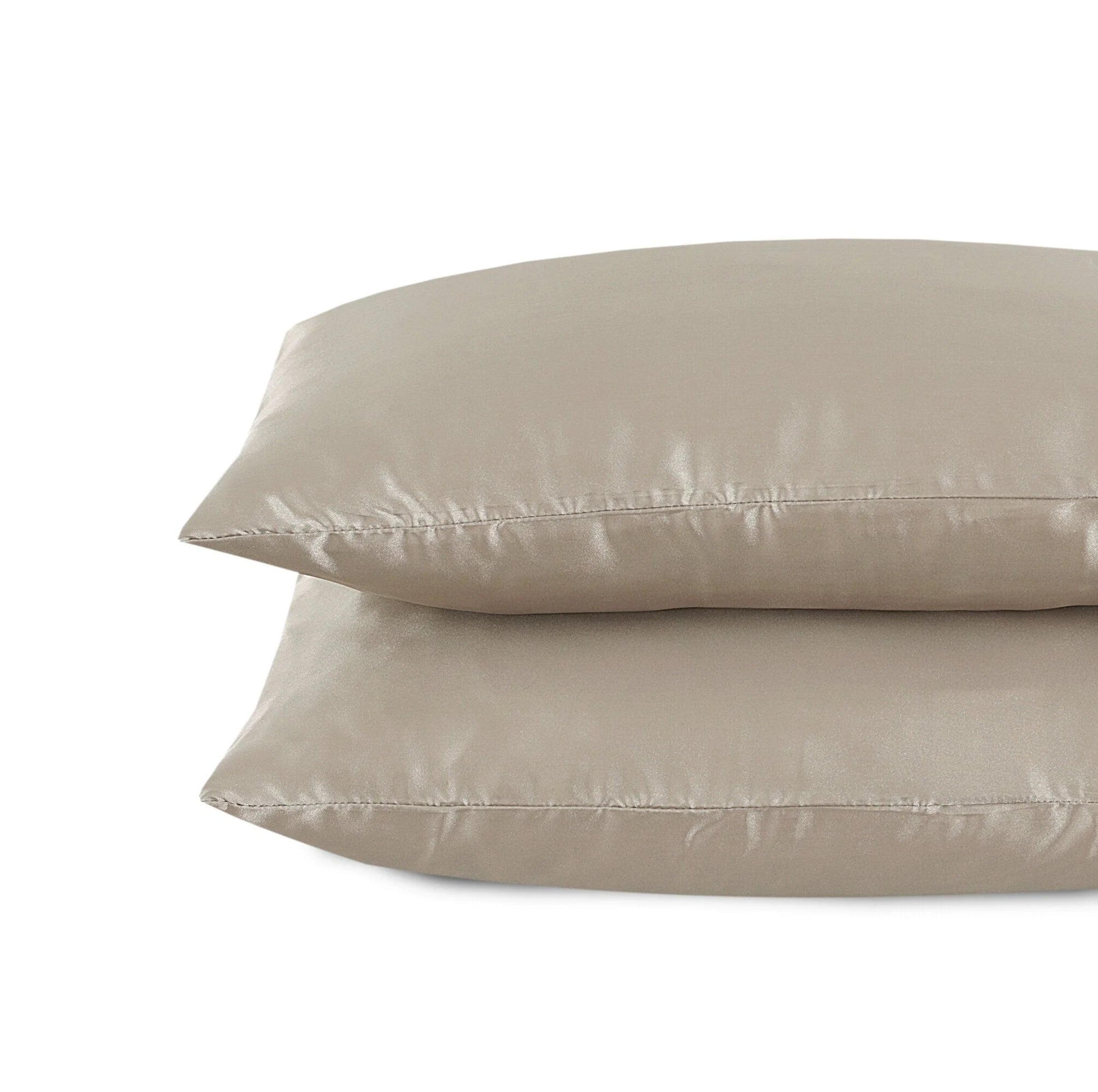 Satijnen Kussenslopen Taupe 60 x 70 cm – 2 stuks