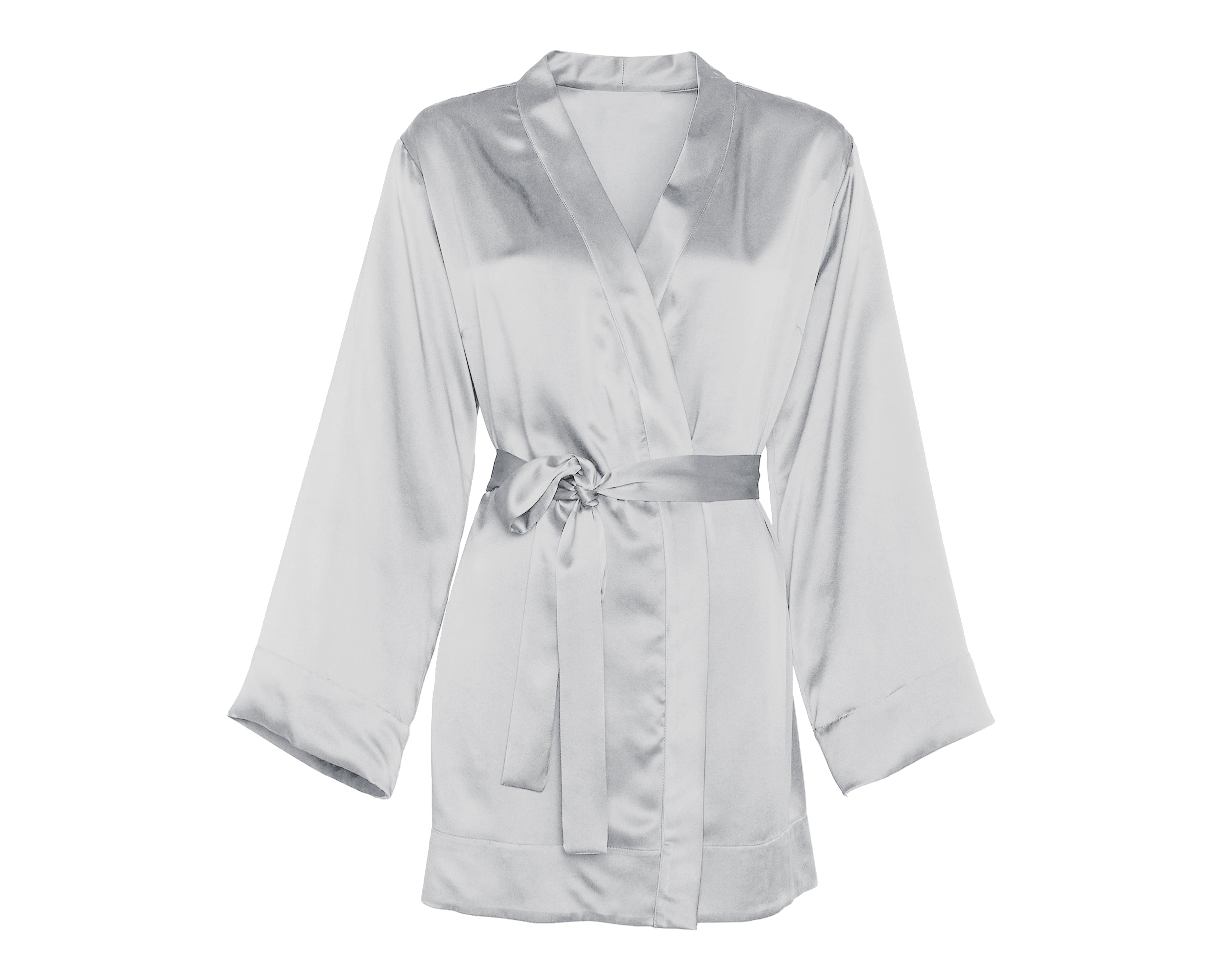 Satin bathrobe Silver - Wonderfully soft - Absorbs moisture - One size fits all
