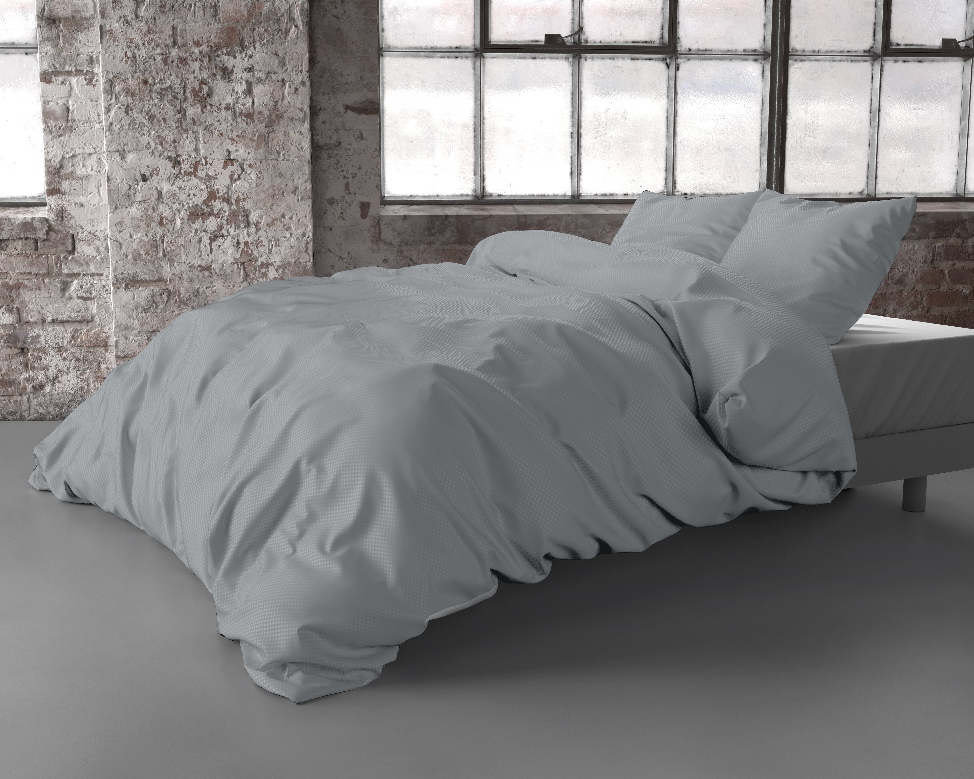 Satin Point Duvet Cover Grey - Plain design - Deep print design - Easy to wash
