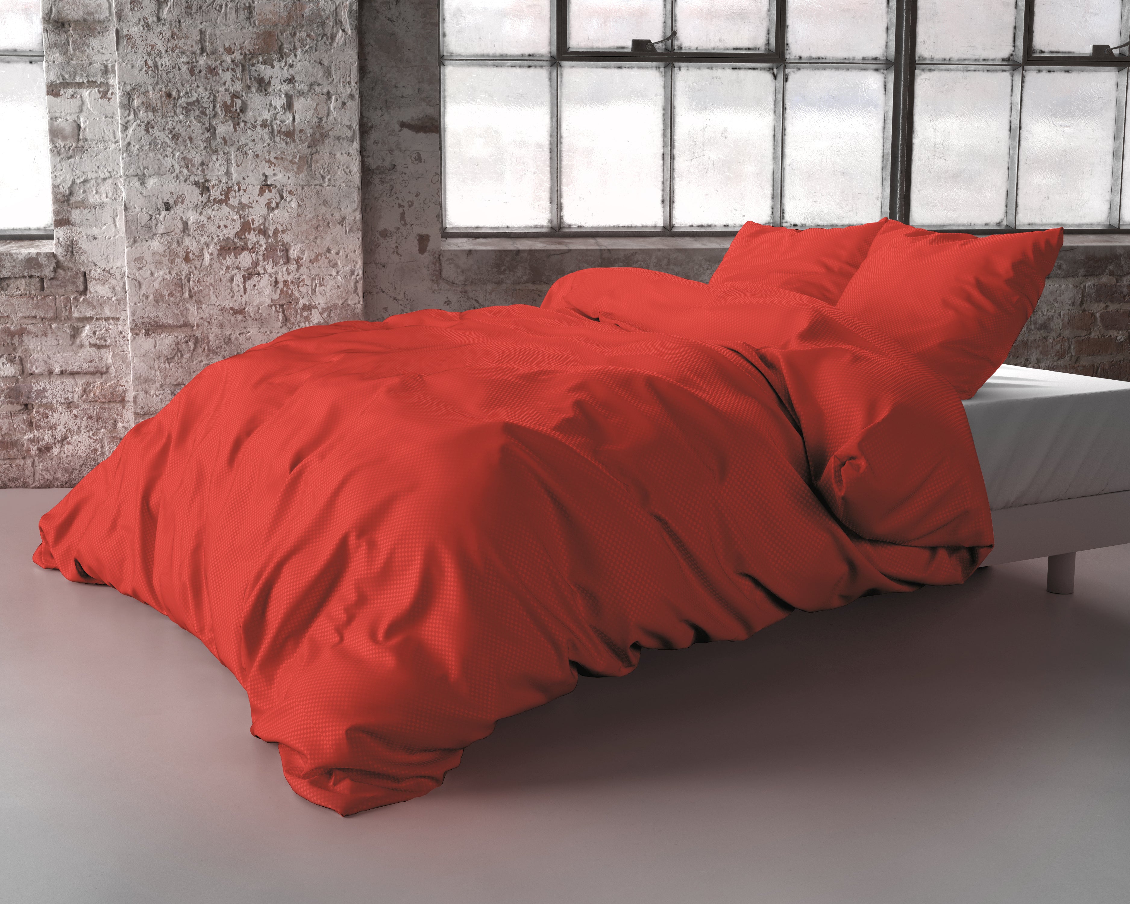 Satin Point Duvet Cover Red - Plain design - Deep print design - Easy to wash