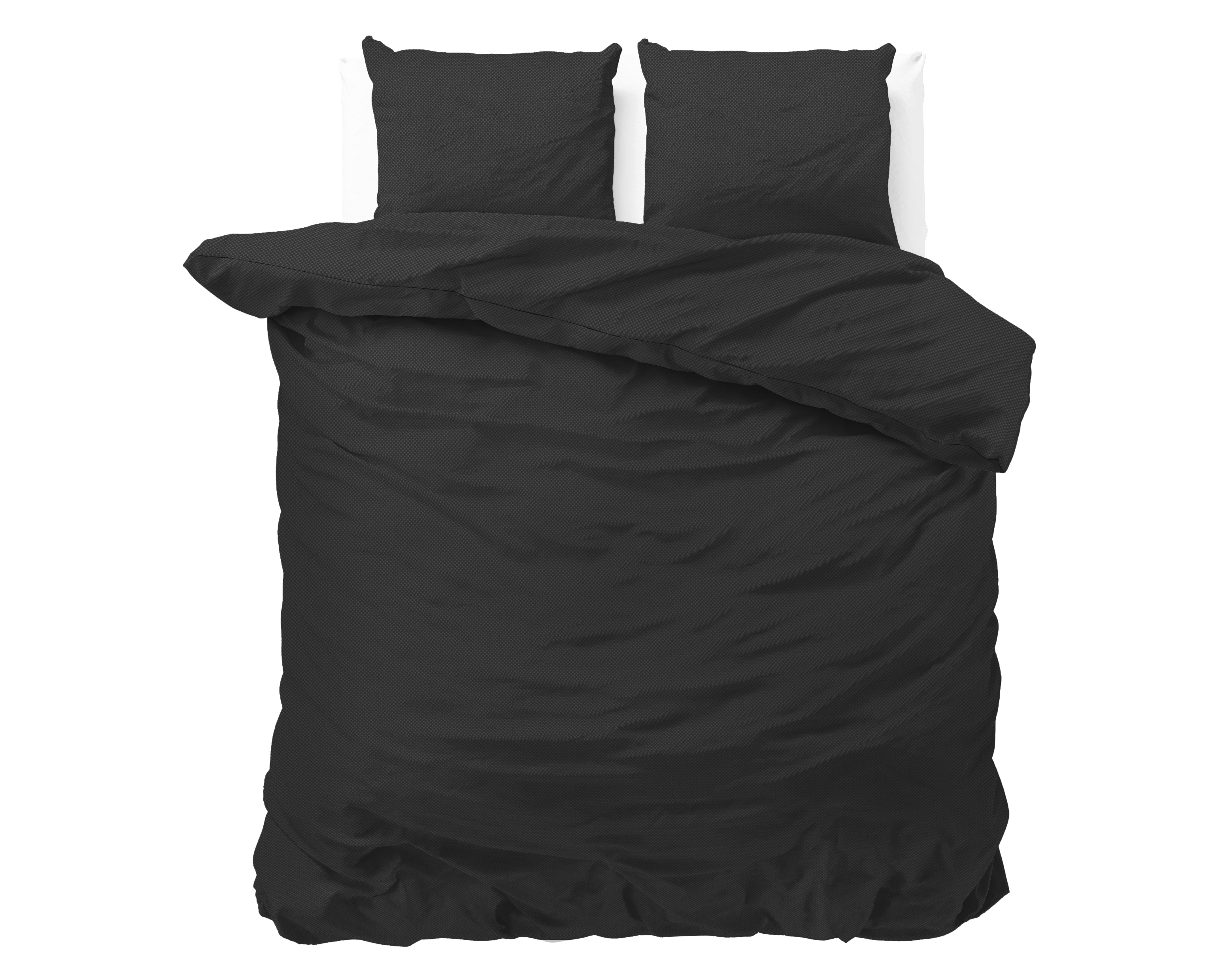 Satin Point Dekbedovertrek Zwart - Uni design - Diepdruk design - Makkelijk wasbaar