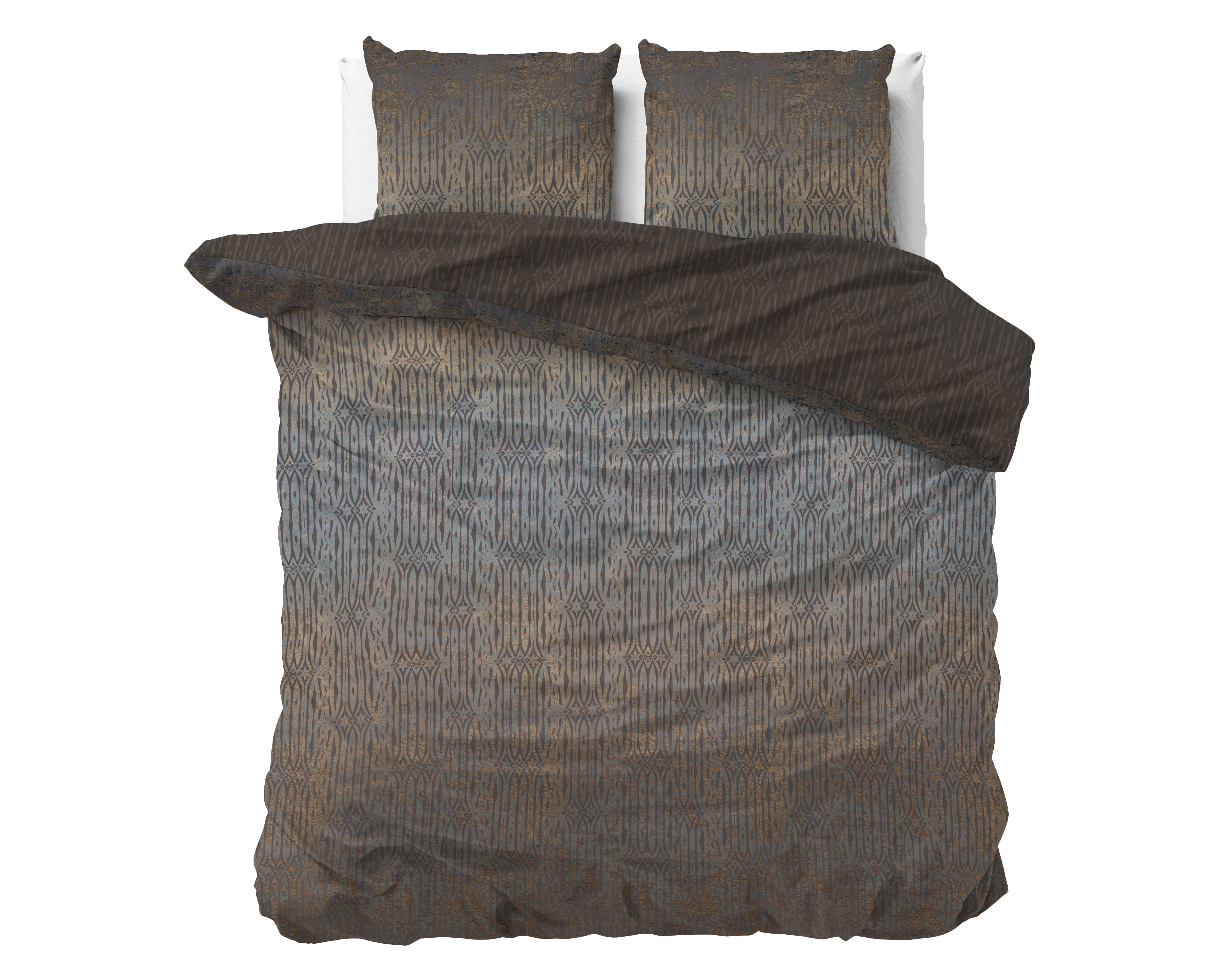 Seba Taupe Dekbedovertrek - Luxe Satijn - Hoge kwaliteit - Trendy prints