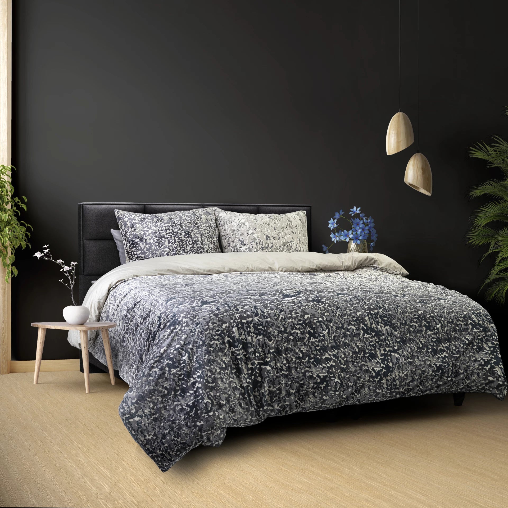 Signature Velvet Cotton Duvet Cover Emma Anthracite - Super soft woven - Unique Design - Luxurious feel