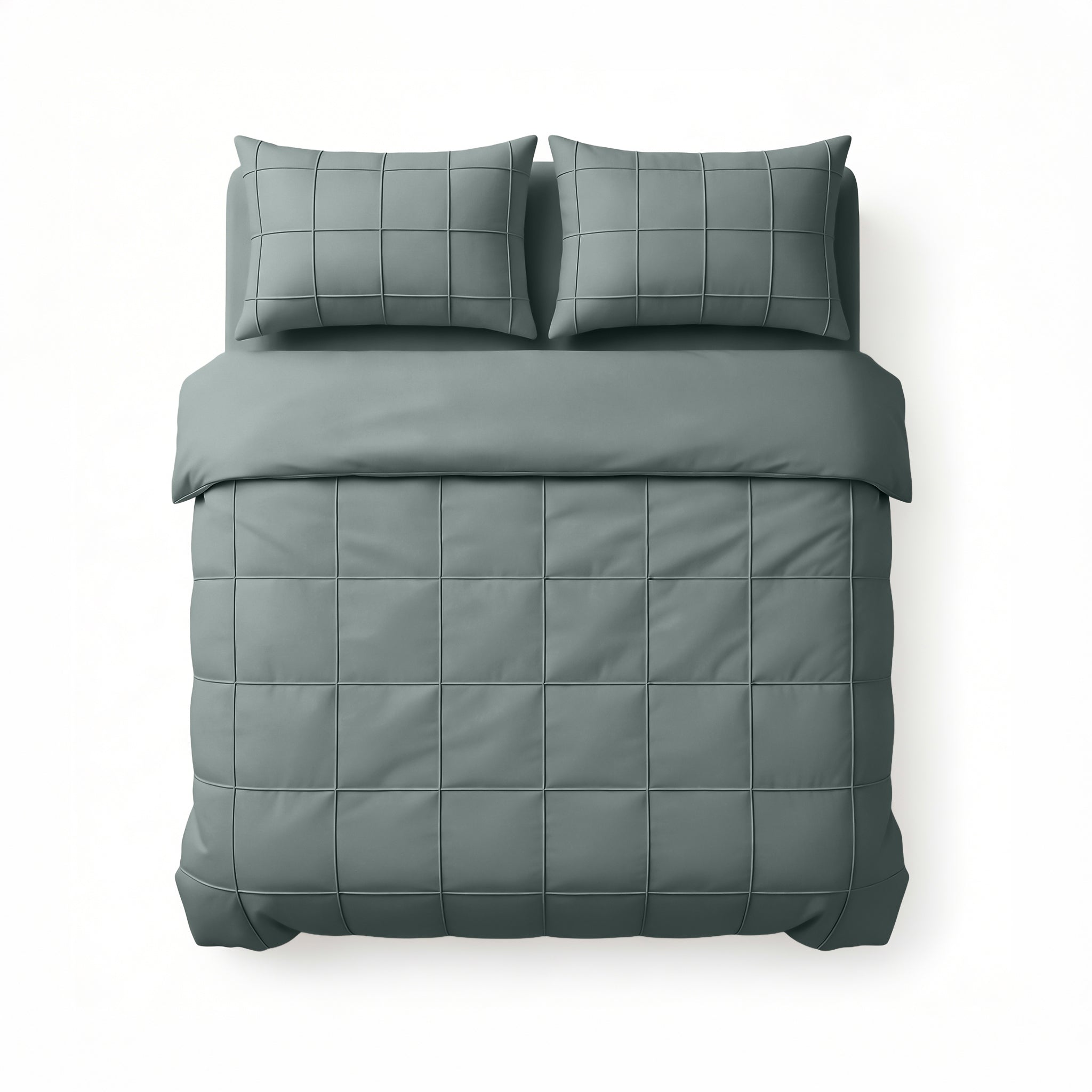 Sleeptime Check Pintuck Dekbedovertrek - Groen - 100% Microvezel