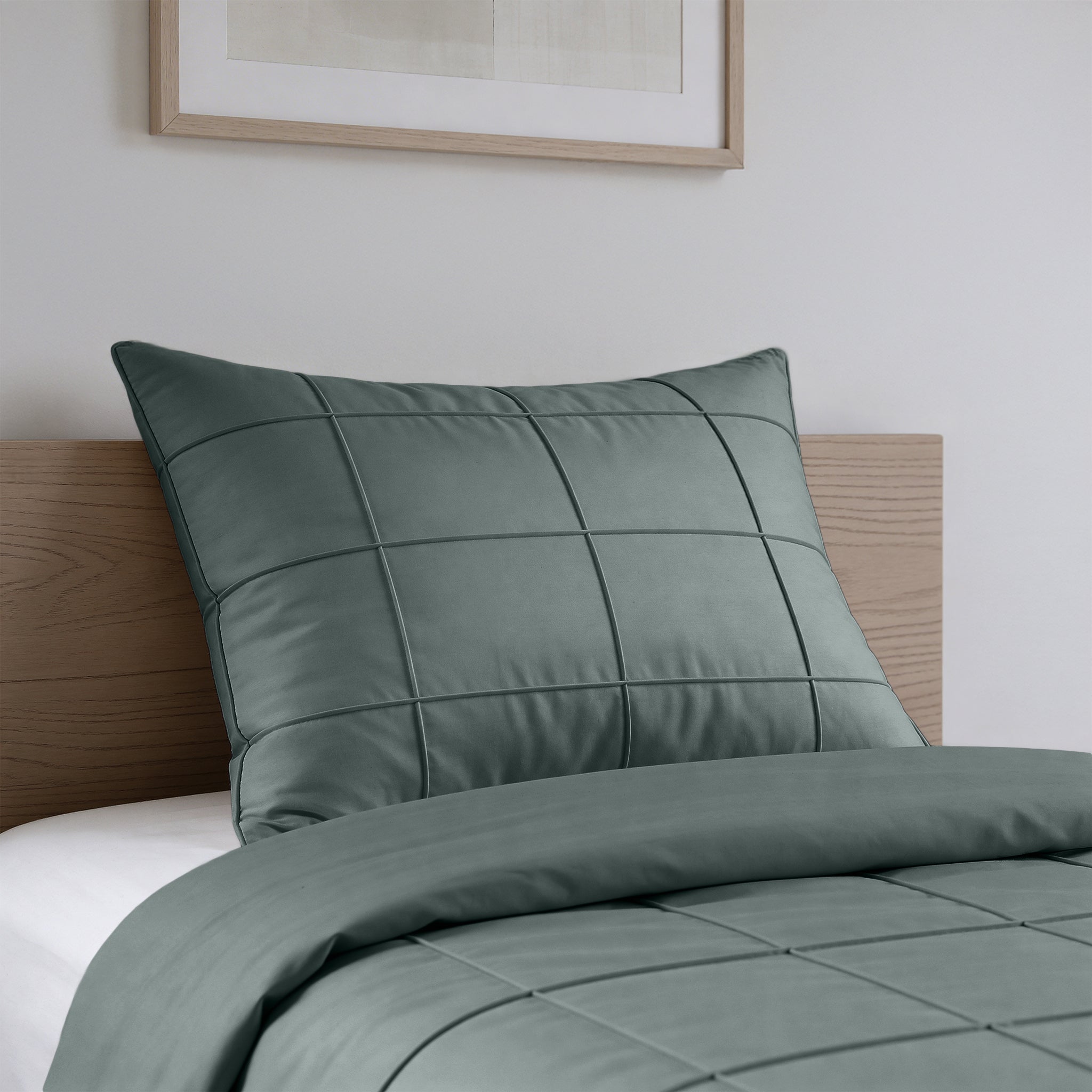 Sleeptime Check Pintuck Dekbedovertrek - Groen - 100% Microvezel