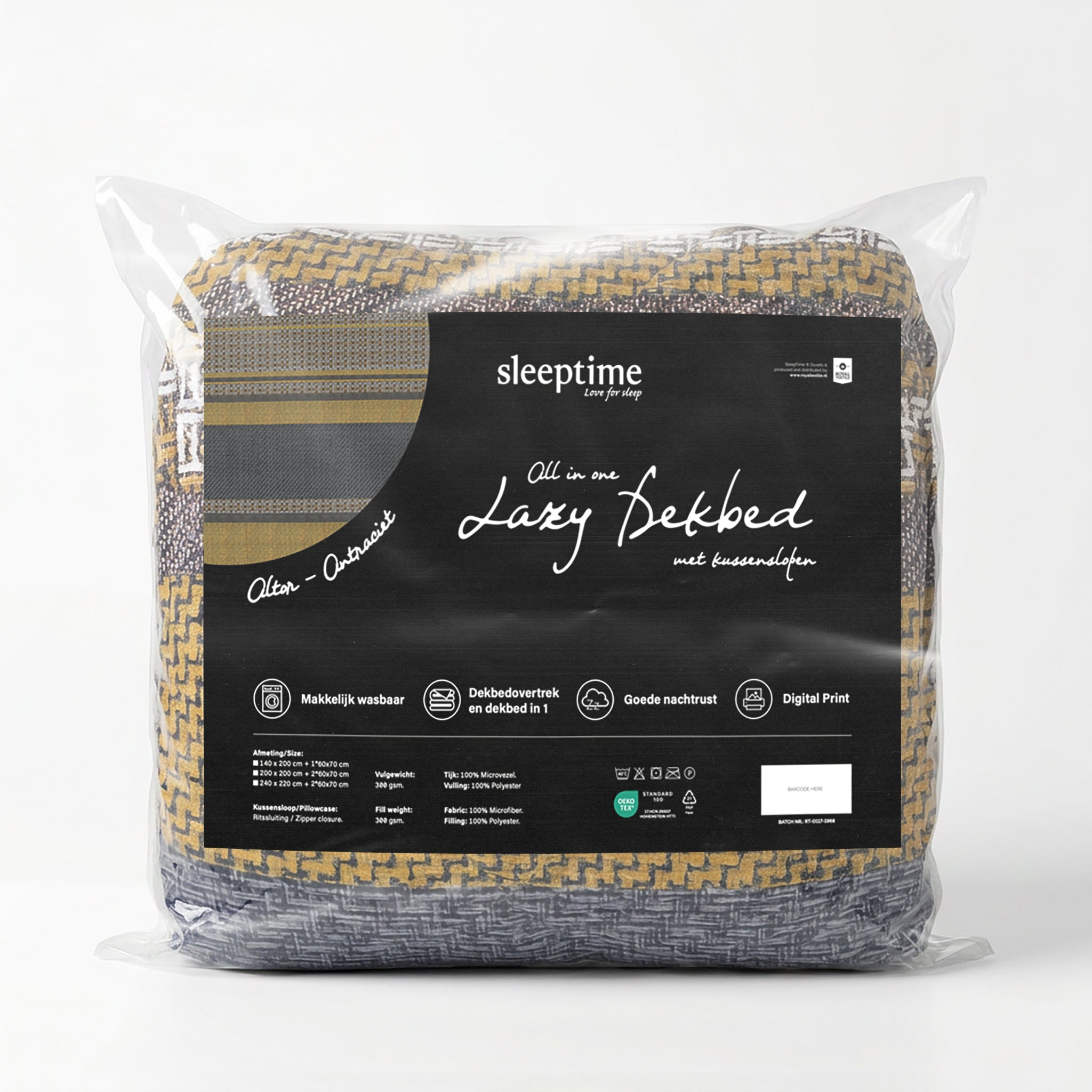 Sleeptime Dekbed - Altor Antraciet - Voor het hele jaar + Kussenslopen