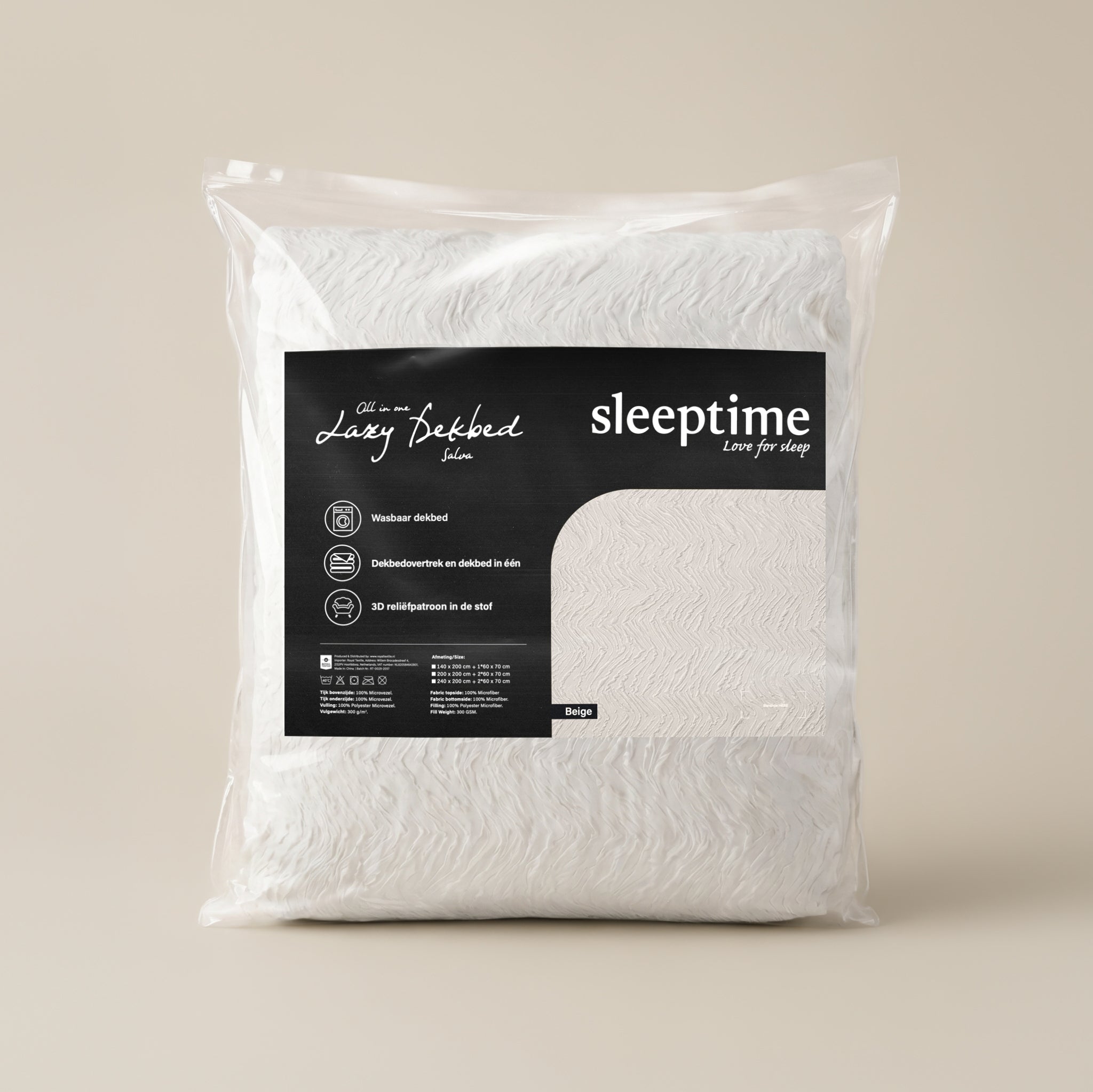 Sleeptime Dekbed - Salva Beige - Voor het hele jaar + Kussenslopen