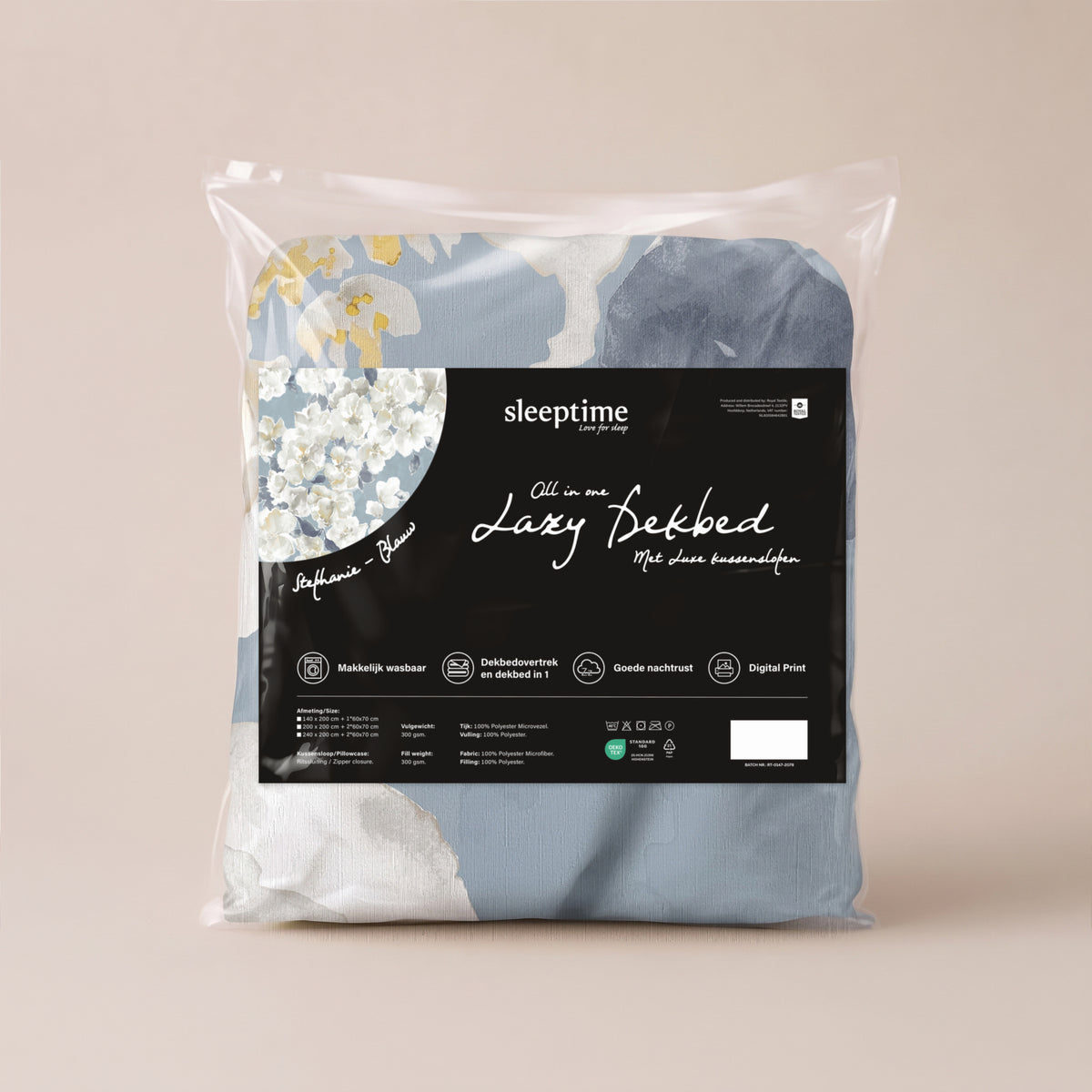 Sleeptime Dekbed - Stephanie Blauw - Voor het hele jaar + Kussenslopen
