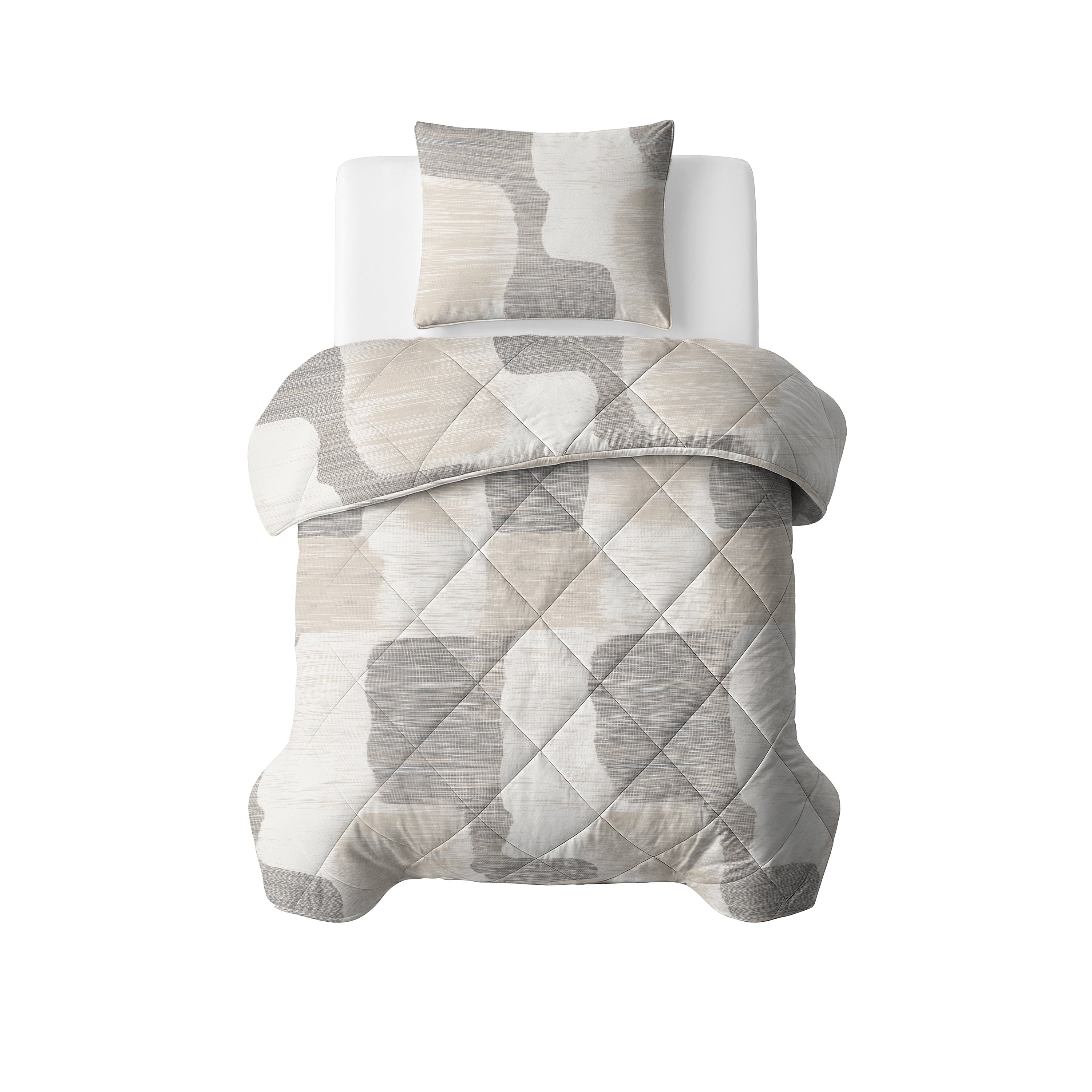 Sleeptime Katoenen Dekbed - Checkered Beige/Grijs - Voor het hele jaar